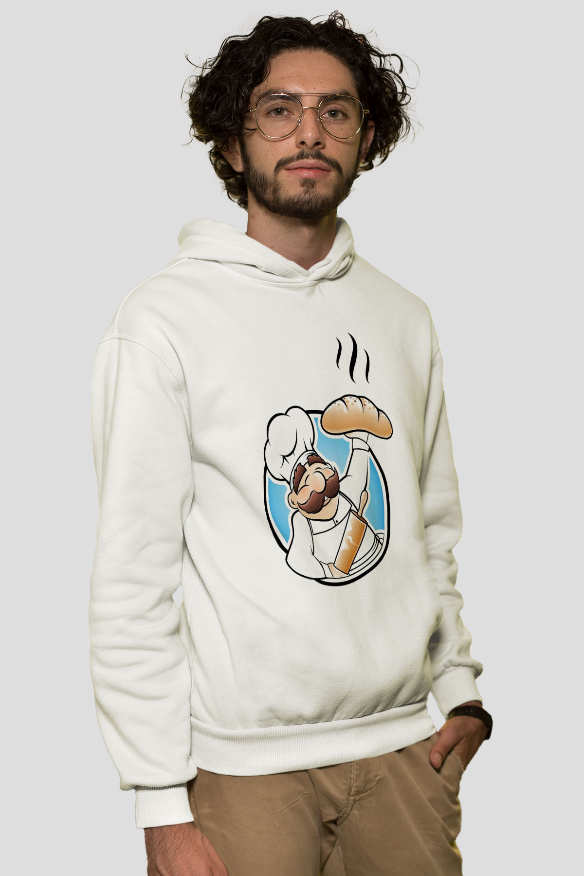 Aşçı Beyaz Unisex Hoodie