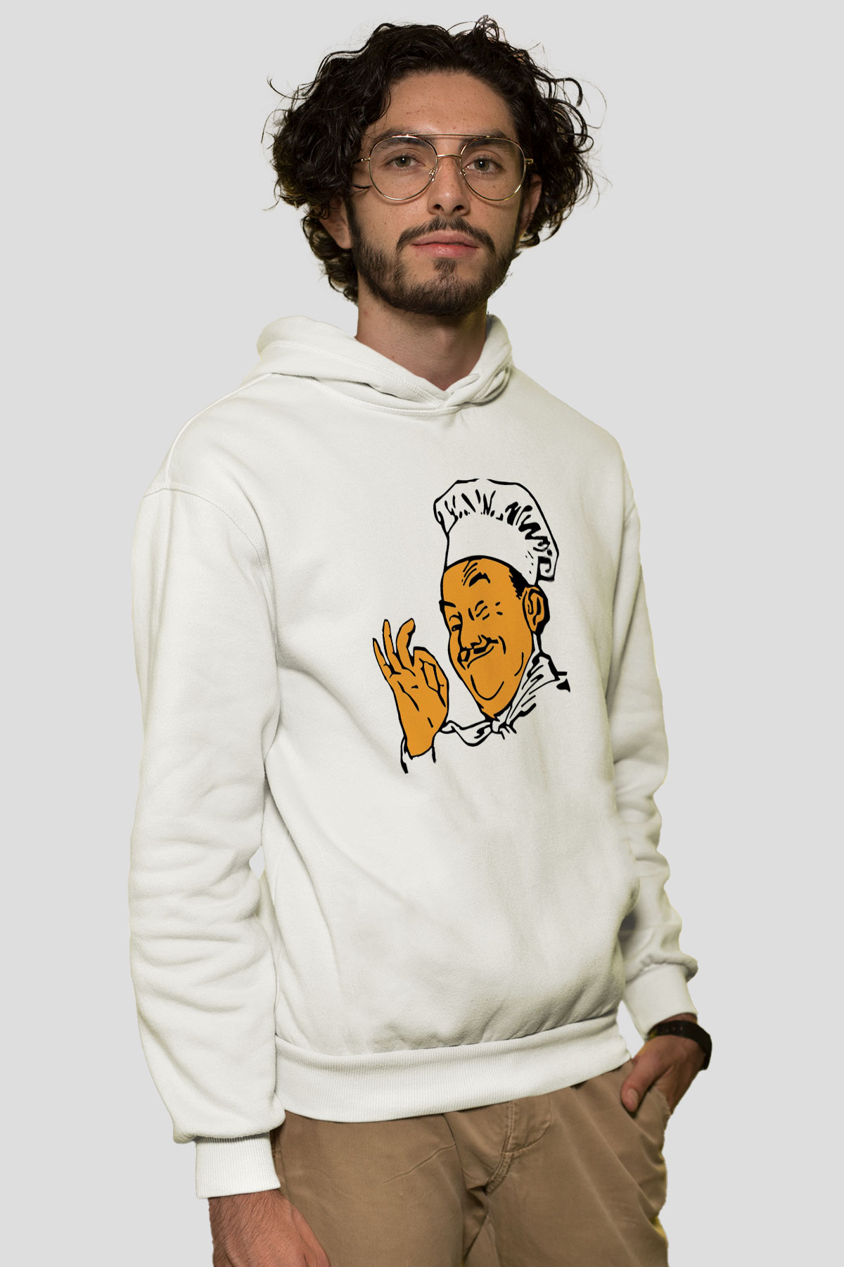 Aşçı Beyaz Unisex Hoodie