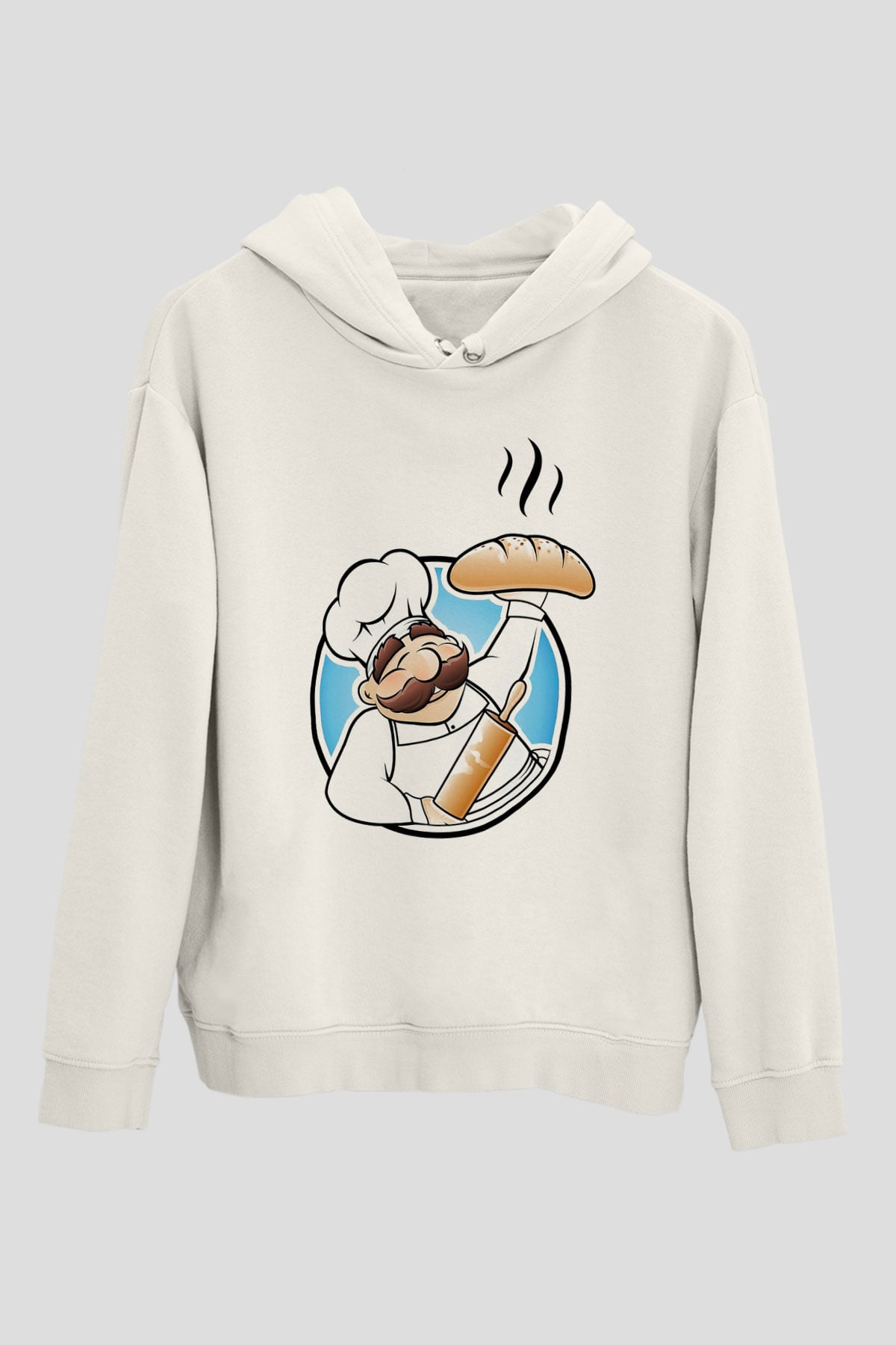 Aşçı Beyaz Unisex Hoodie