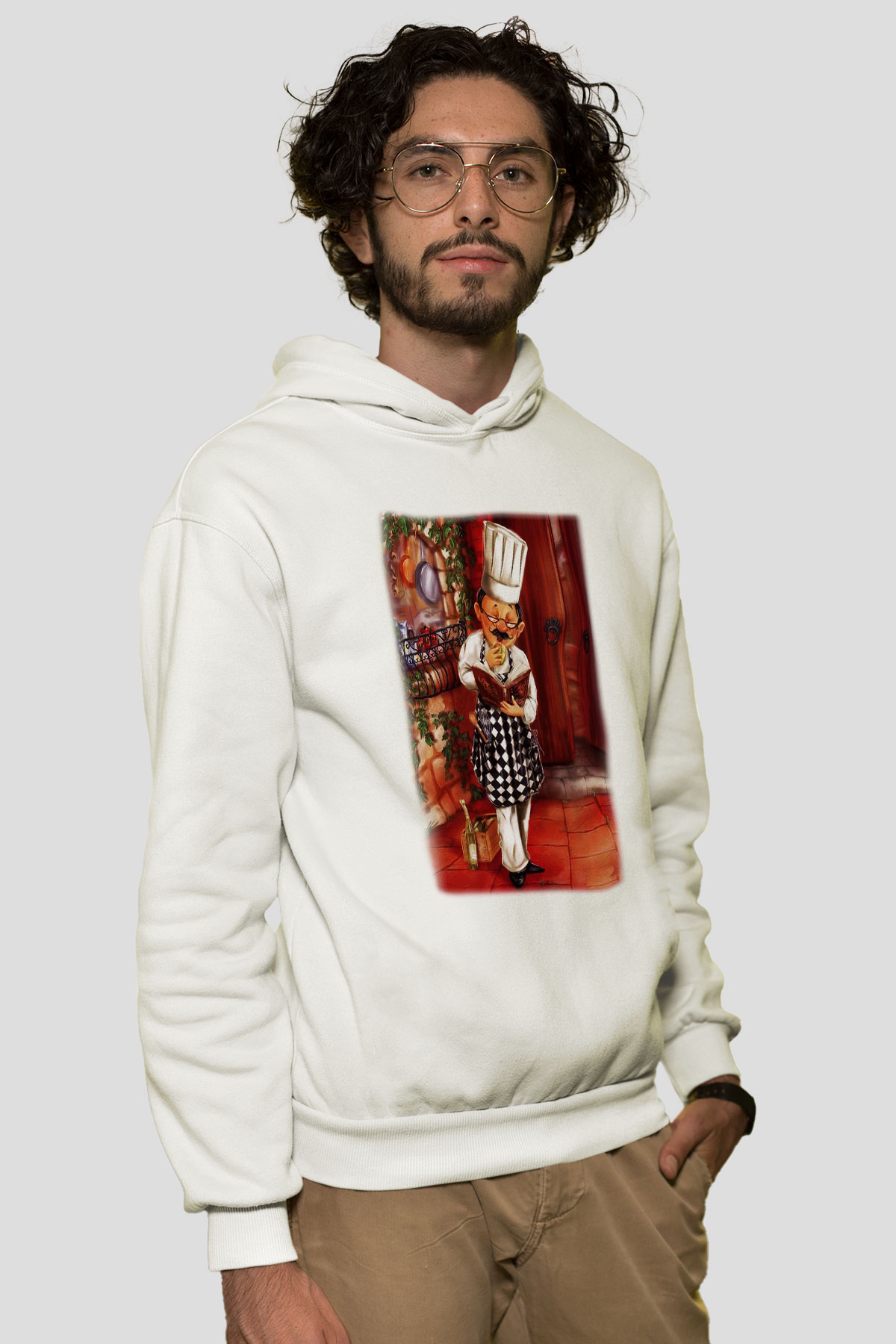 Aşçı Beyaz Unisex Hoodie