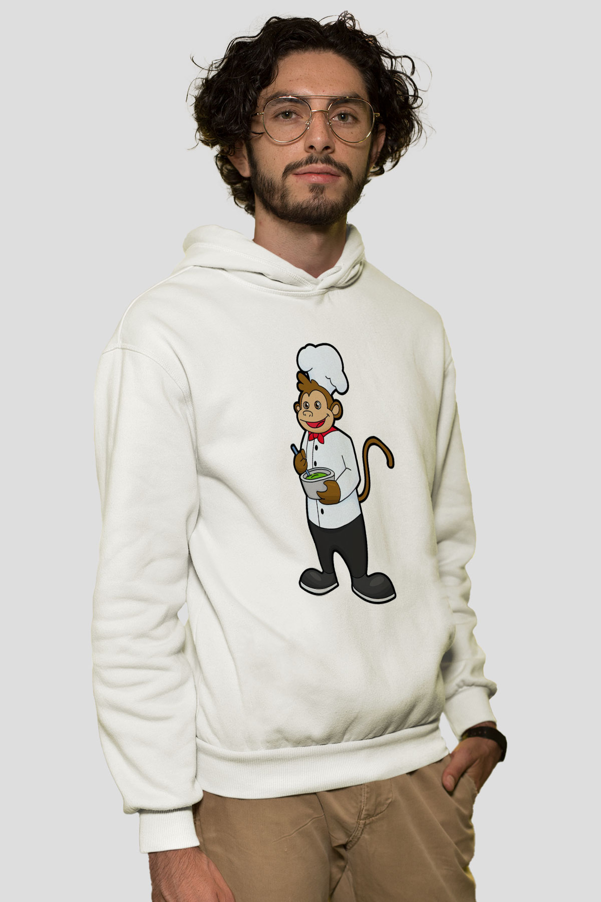 Aşçı Beyaz Unisex Kapüşonlu Sweatshirt