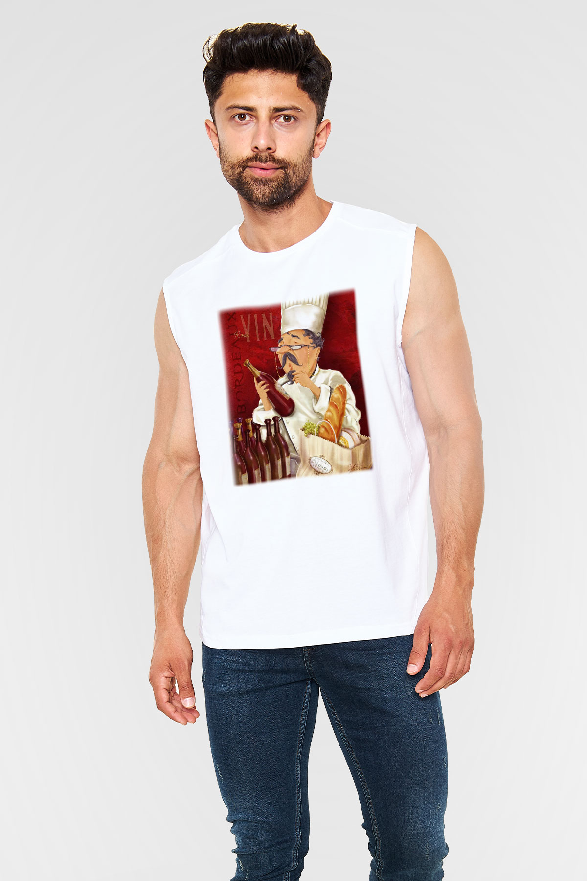 Aşçı Beyaz Unisex Kolsuz Tişört