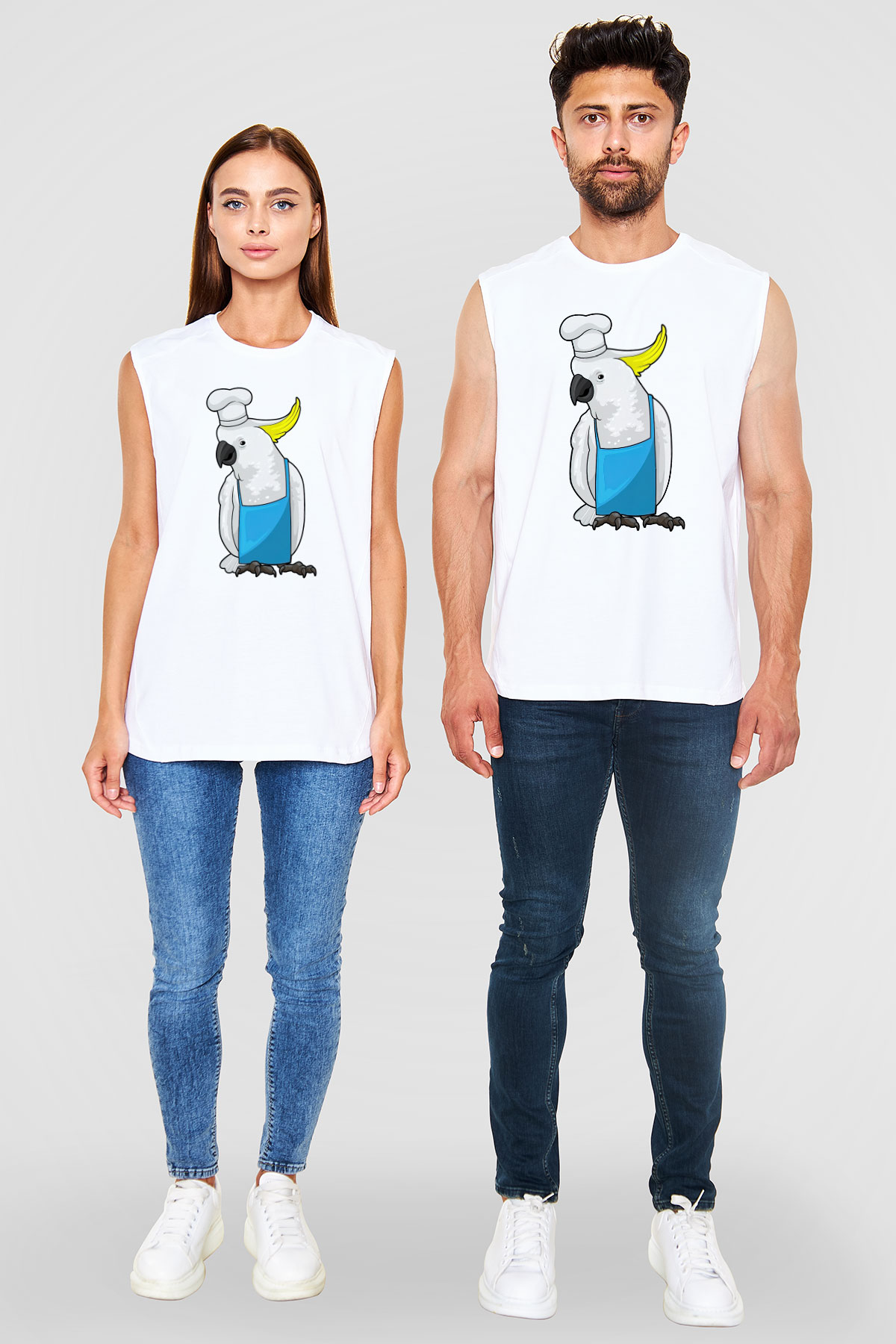 Aşçı Beyaz Unisex Kolsuz Tişört