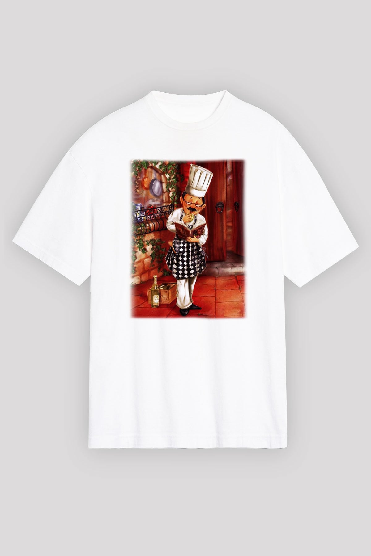 Aşçı Beyaz Unisex Oversize Tişört T-Shirt