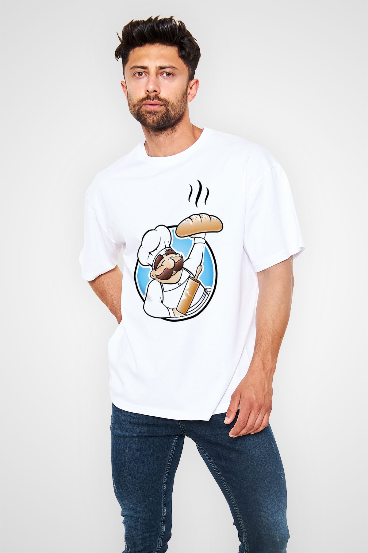 Aşçı Beyaz Unisex Oversize Tişört T-Shirt