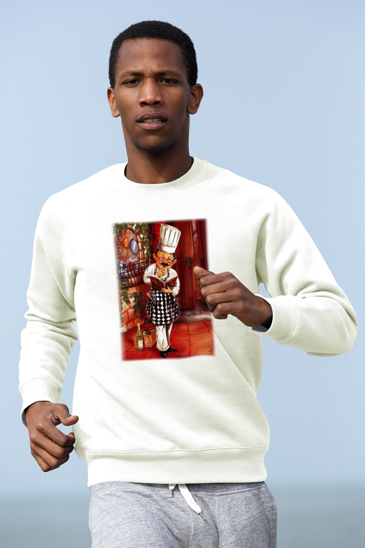 Aşçı Beyaz Unisex Sweatshirt