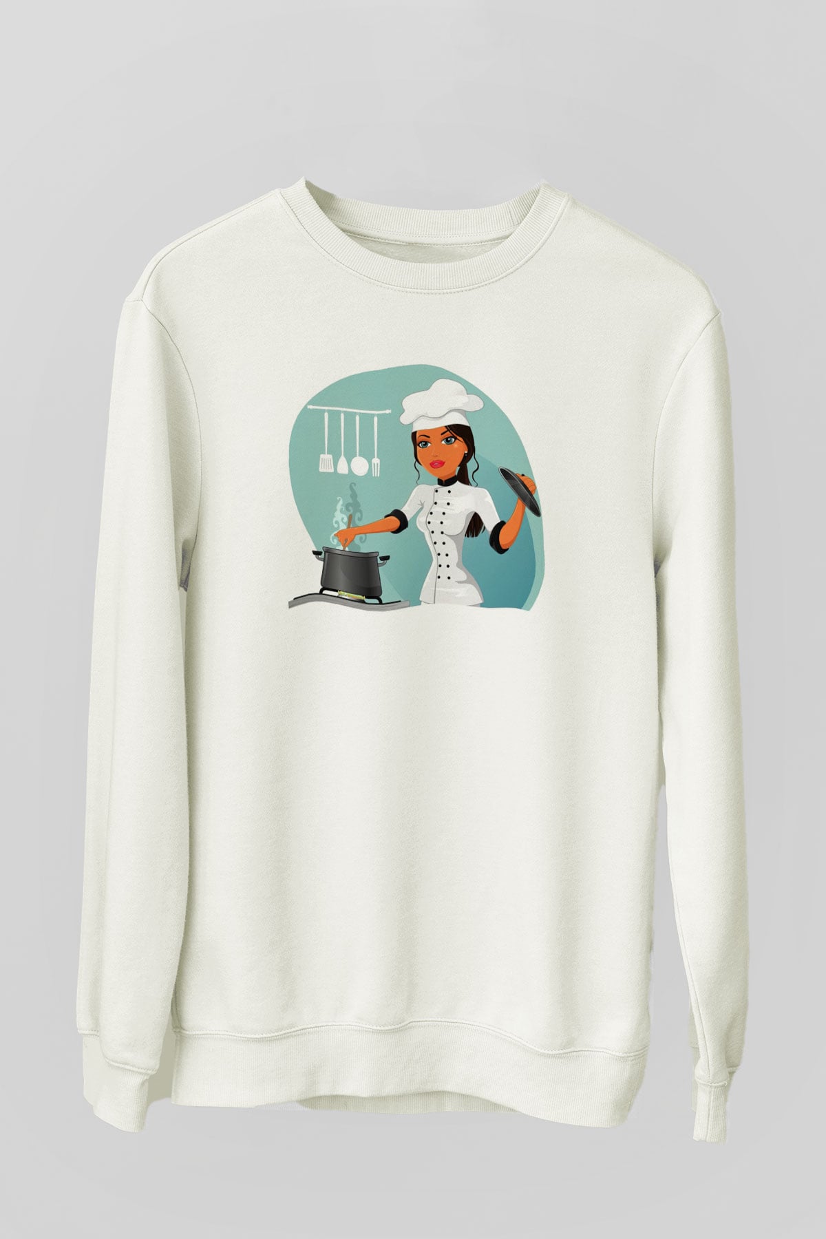 Aşçı Beyaz Unisex Sweatshirt