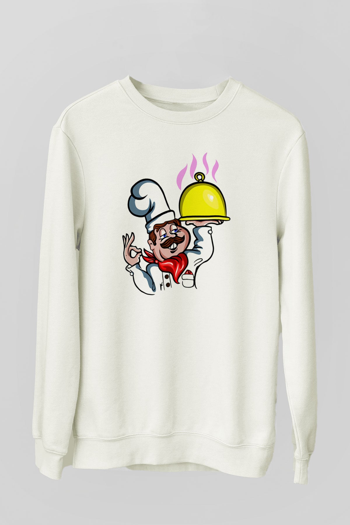 Aşçı Beyaz Unisex Sweatshirt