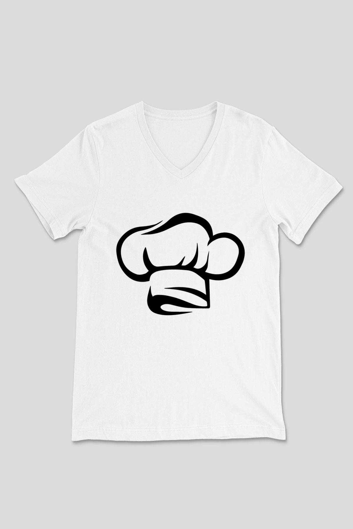 Aşçı Beyaz Unisex V Yaka Tişört T-Shirt