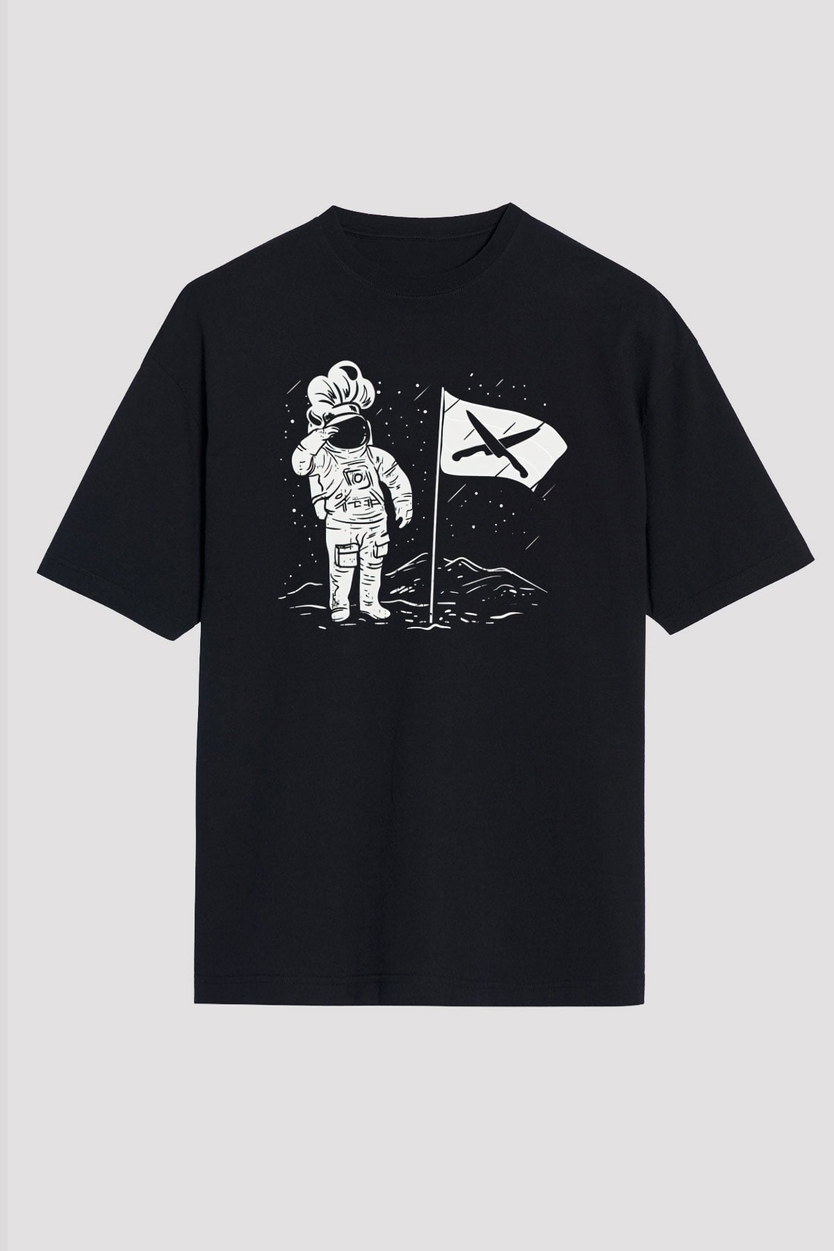 Aşçı Siyah Unisex Oversize Tişört T-Shirt