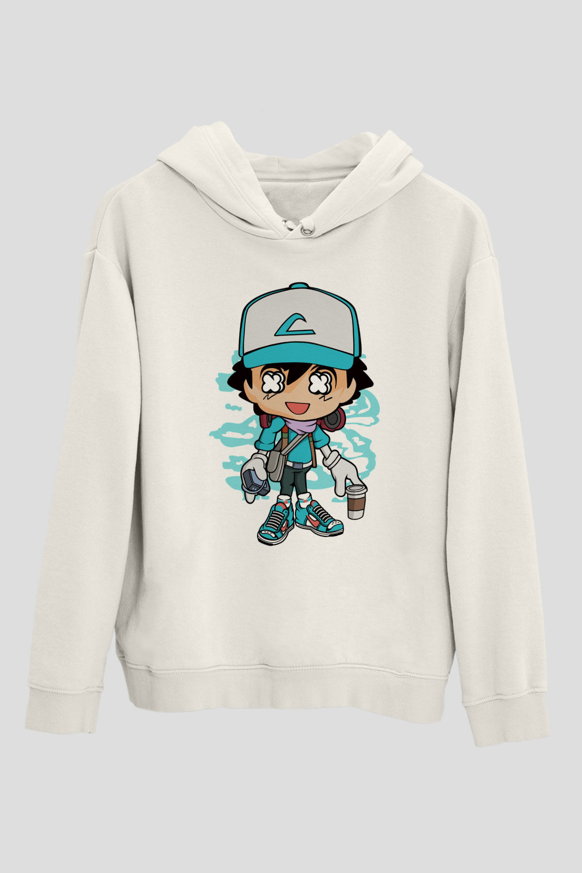 Ash Street Style Baskılı Unisex Beyaz Hoodie