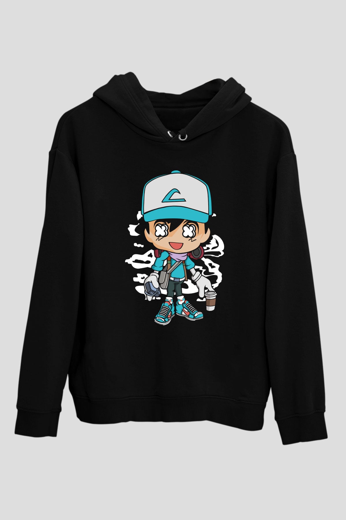 Ash Street Style Baskılı Unisex Siyah Hoodie