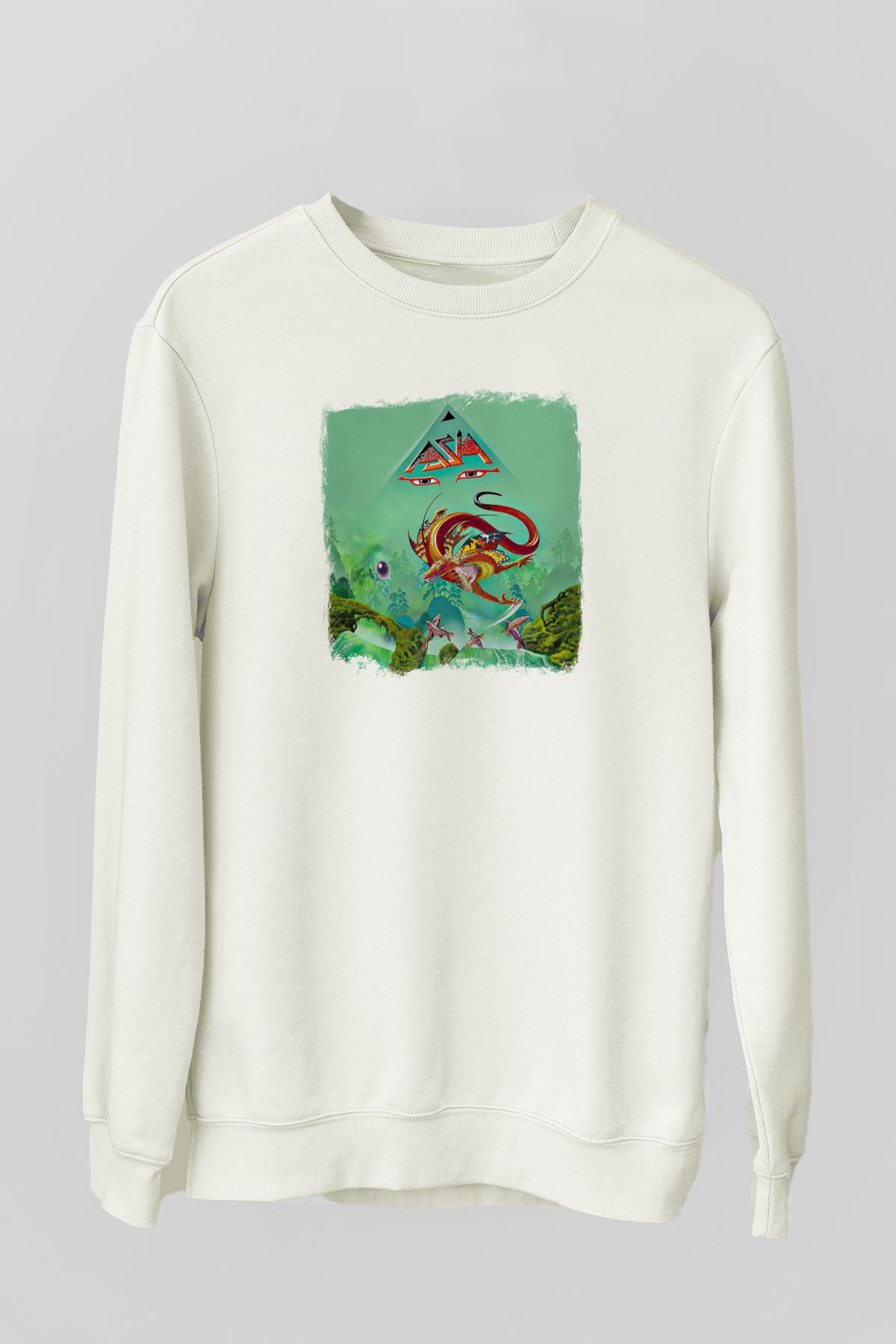 Asia Baskılı Unisex Beyaz Sweatshirt