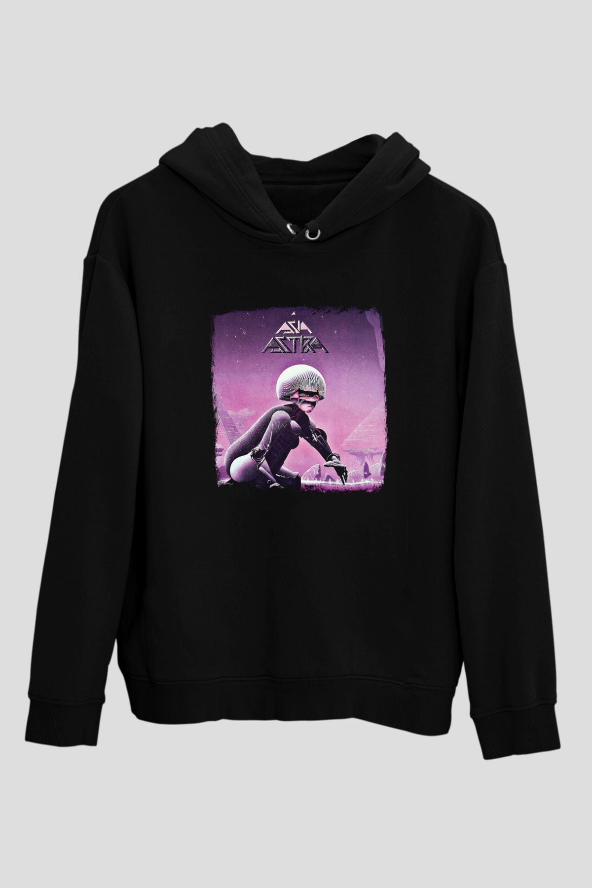 Asia Baskılı Unisex Siyah Hoodie