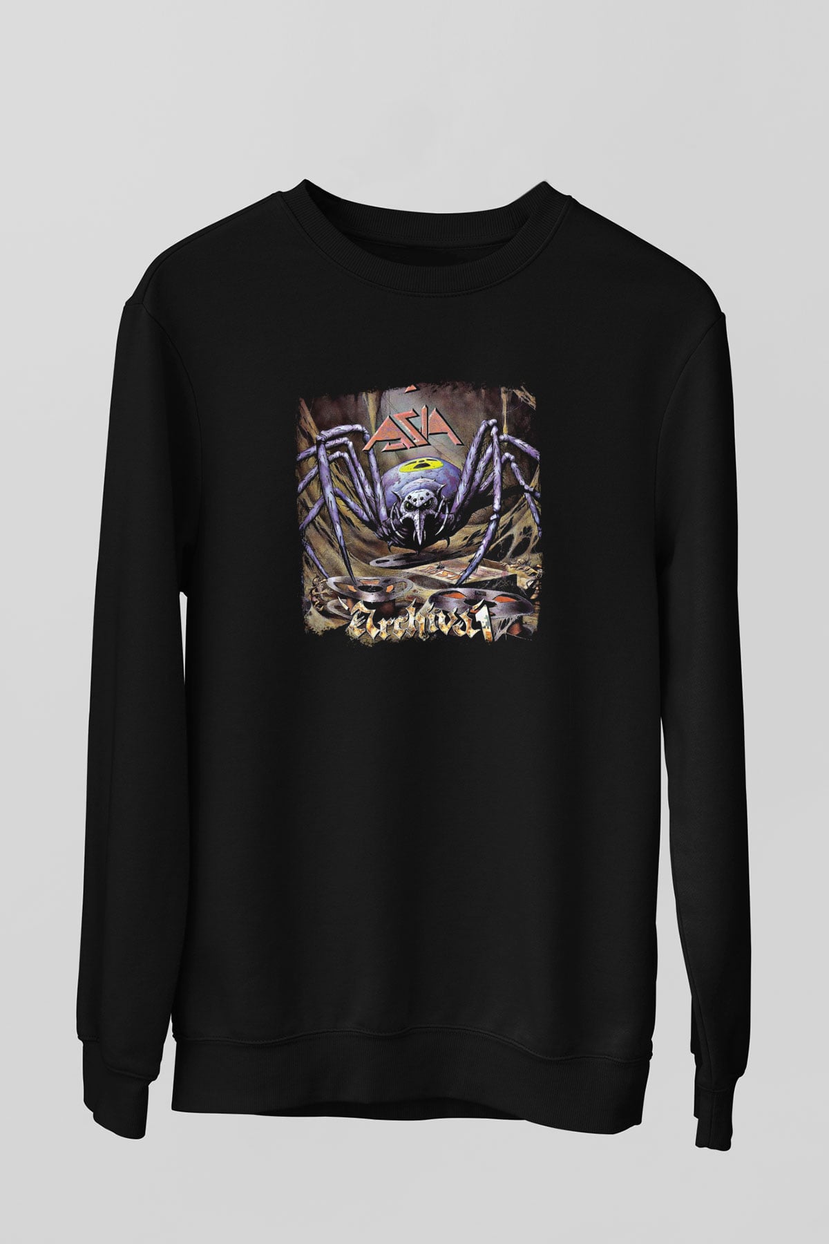 Asia Baskılı Unisex Siyah Sweatshirt