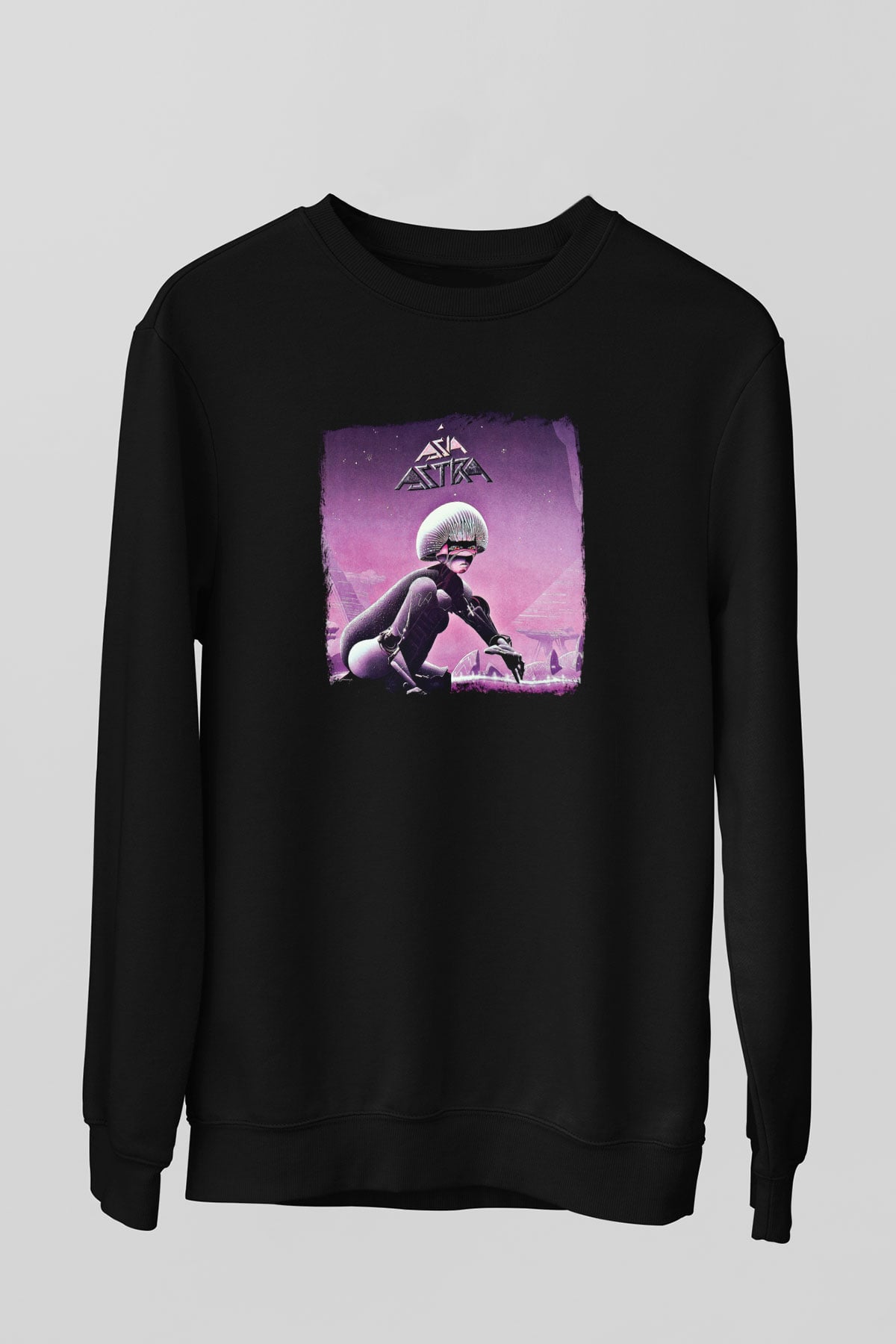 Asia Baskılı Unisex Siyah Sweatshirt