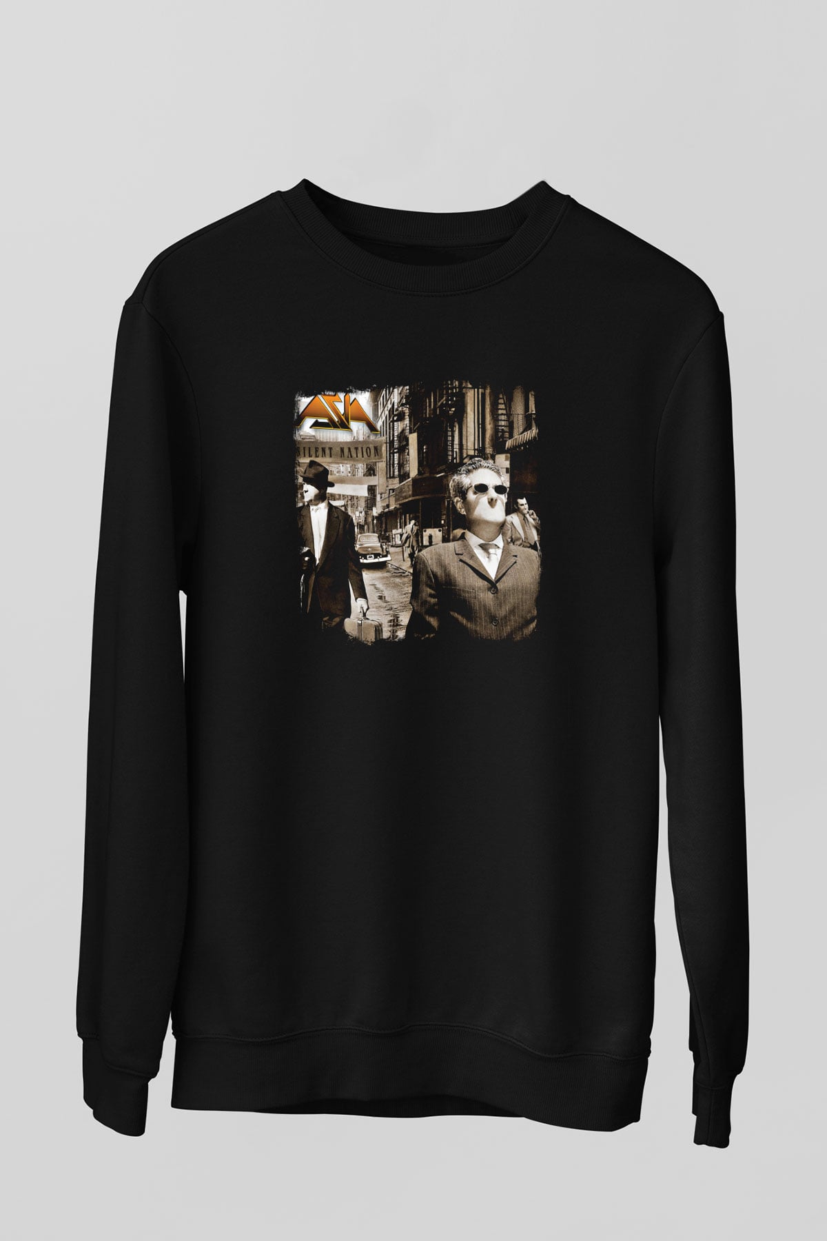 Asia Baskılı Unisex Siyah Sweatshirt