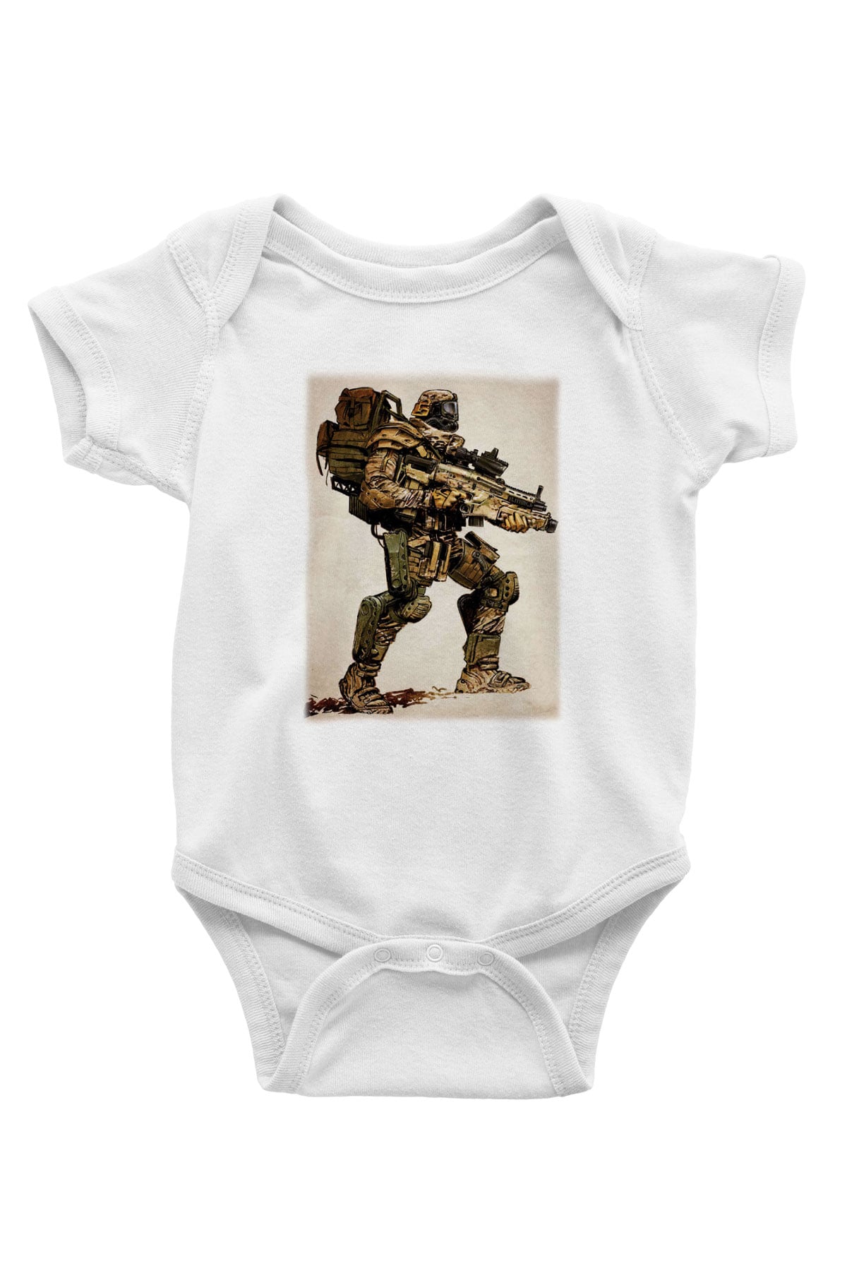 Asker Baskılı Beyaz Unisex Bebek Body - Zıbın