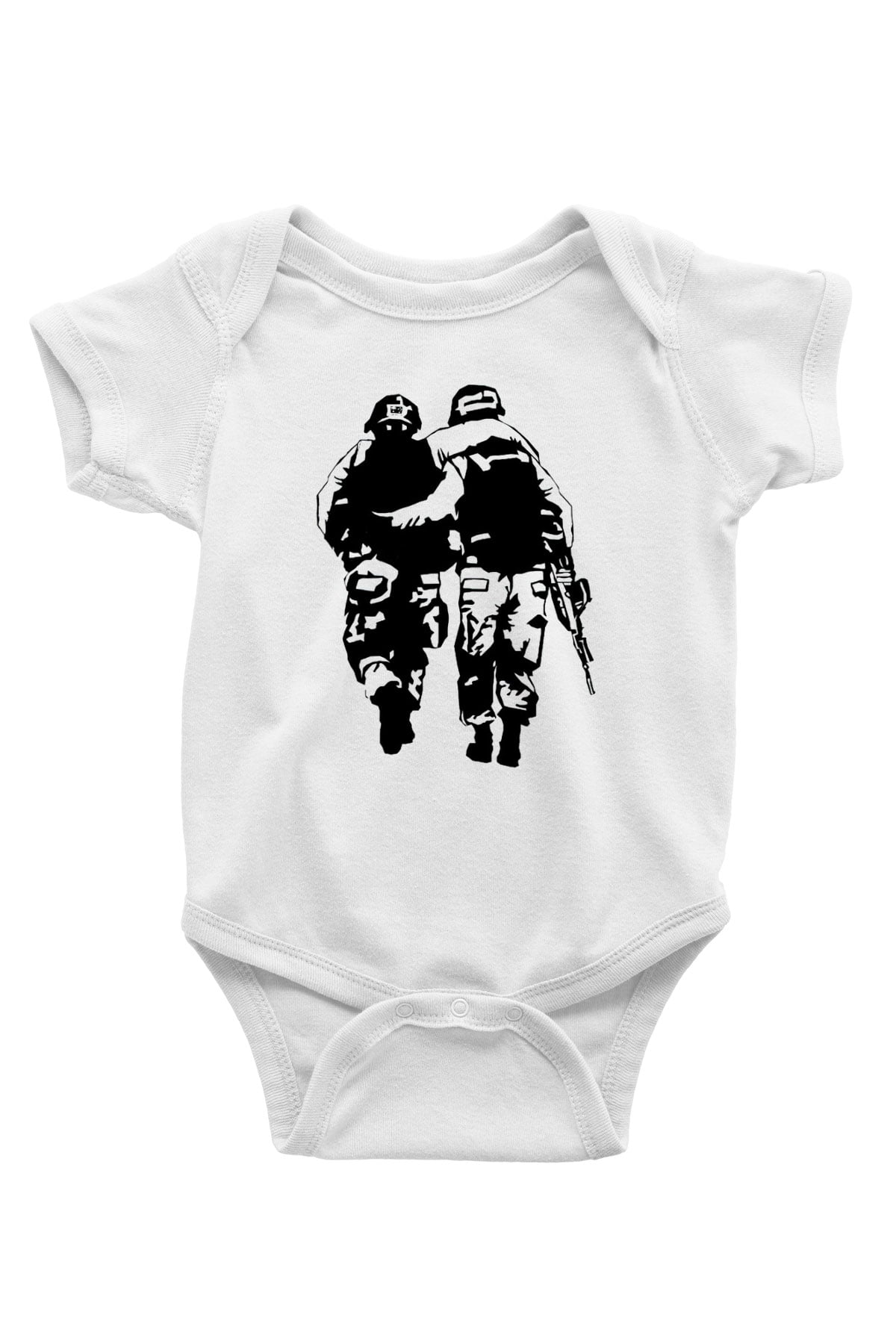 Asker Baskılı Beyaz Unisex Bebek Body - Zıbın