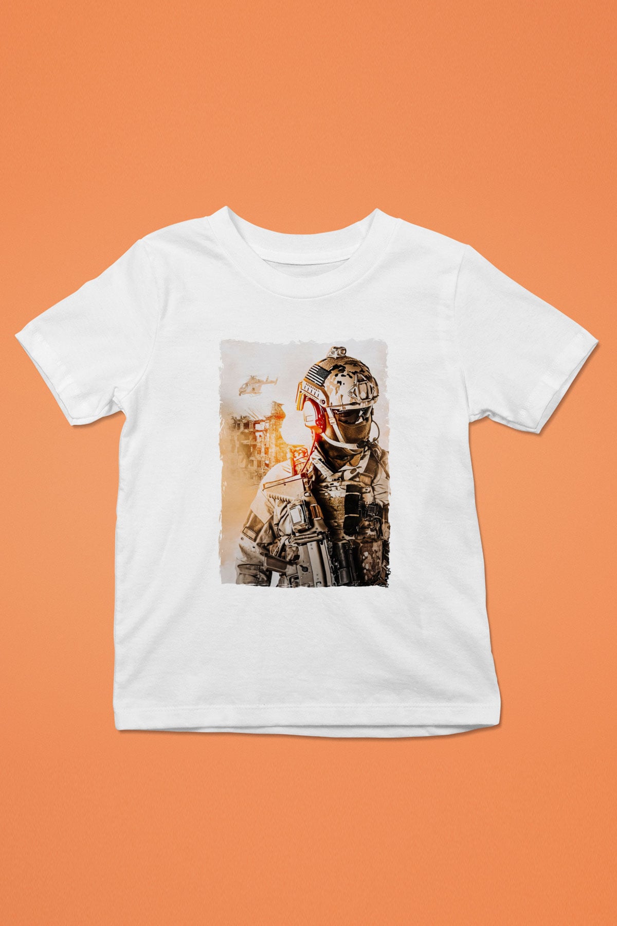 Asker Beyaz Unisex Çocuk Tişört