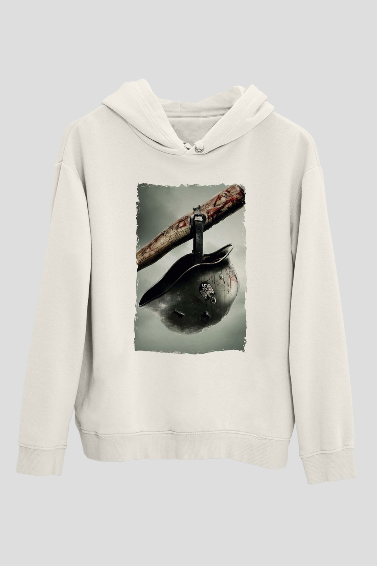Asker Beyaz Unisex Kapüşonlu Sweatshirt