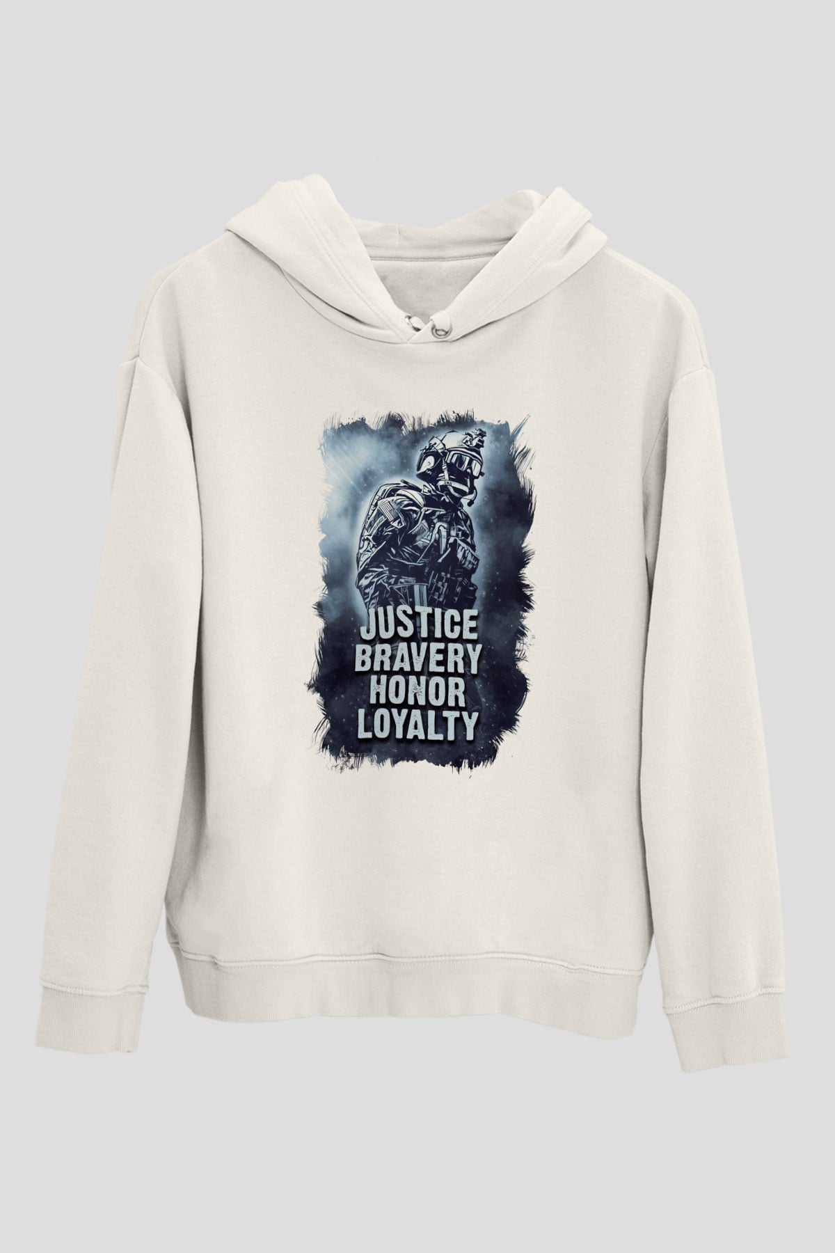 Asker Beyaz Unisex Kapüşonlu Sweatshirt