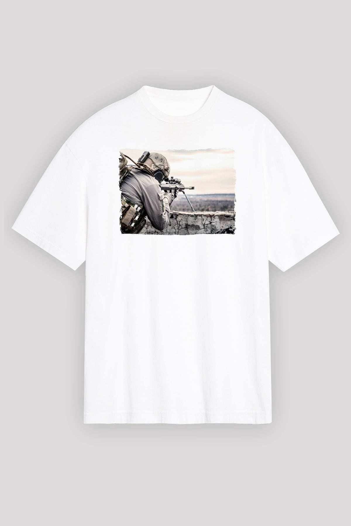 Asker Beyaz Unisex Tişört T-Shirt - TişörtFabrikası