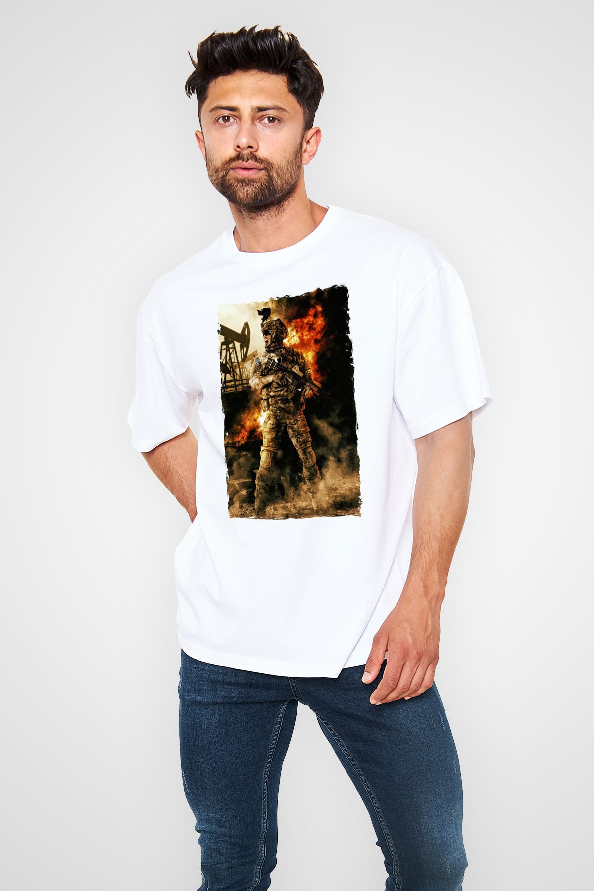 Asker Beyaz Unisex Tişört T-Shirt - TişörtFabrikası