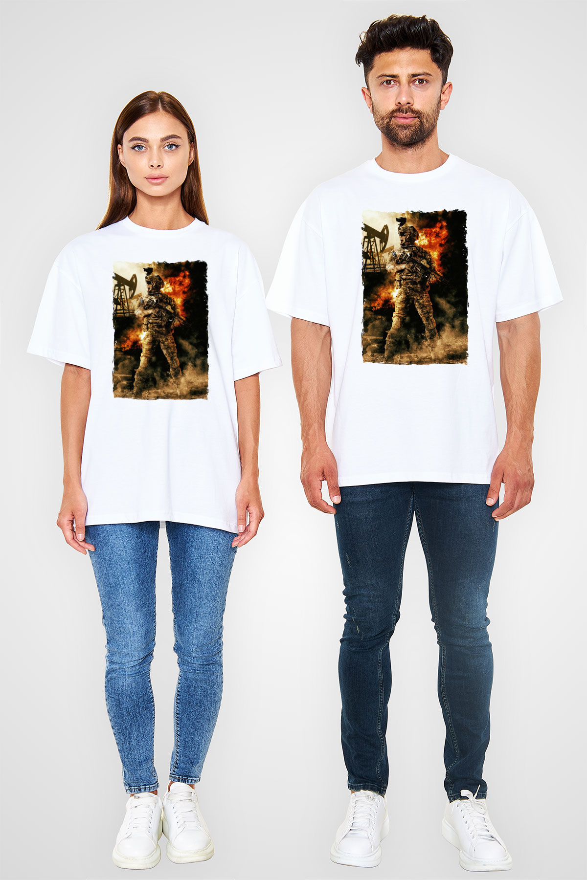 Asker Beyaz Unisex Tişört T-Shirt - TişörtFabrikası