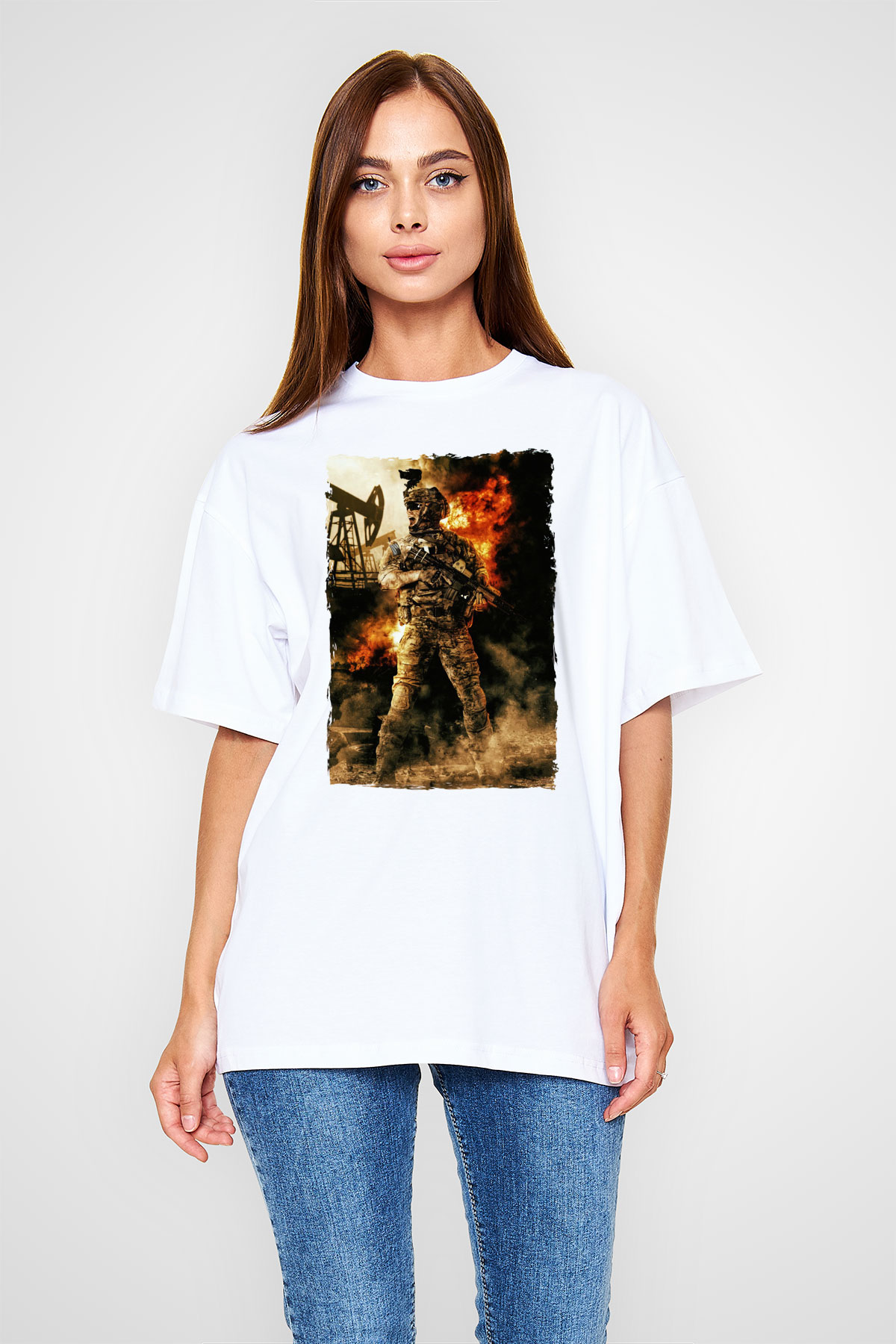 Asker Beyaz Unisex Tişört T-Shirt - TişörtFabrikası
