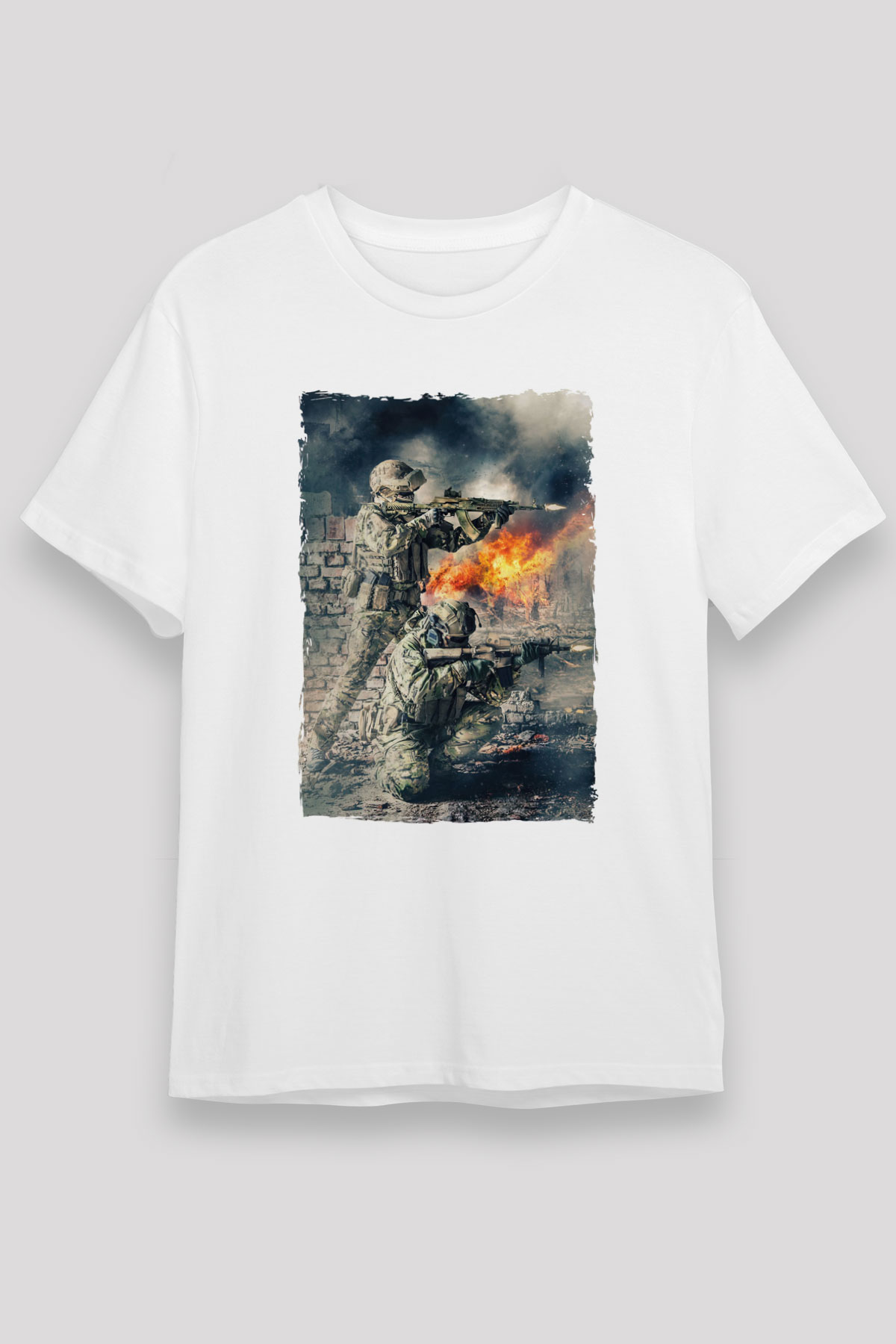 Asker Beyaz Unisex Tişört T-Shirt - TişörtFabrikası