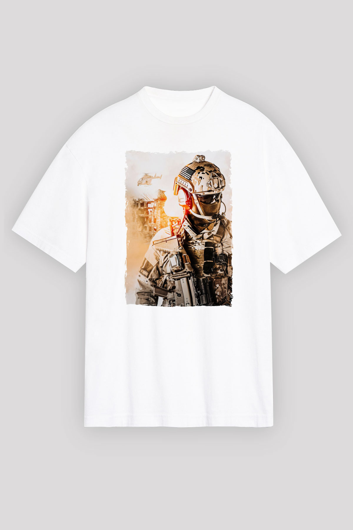 Asker Beyaz Unisex Tişört T-Shirt - TişörtFabrikası