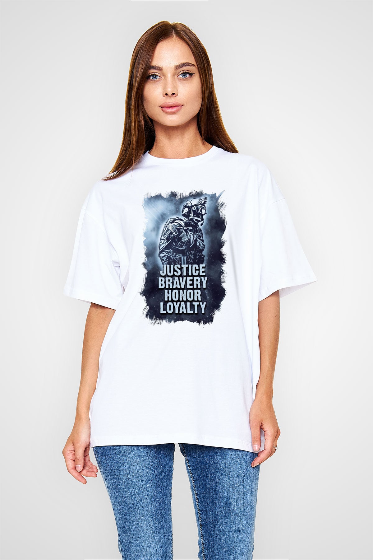 Asker Beyaz Unisex Tişört T-Shirt - TişörtFabrikası