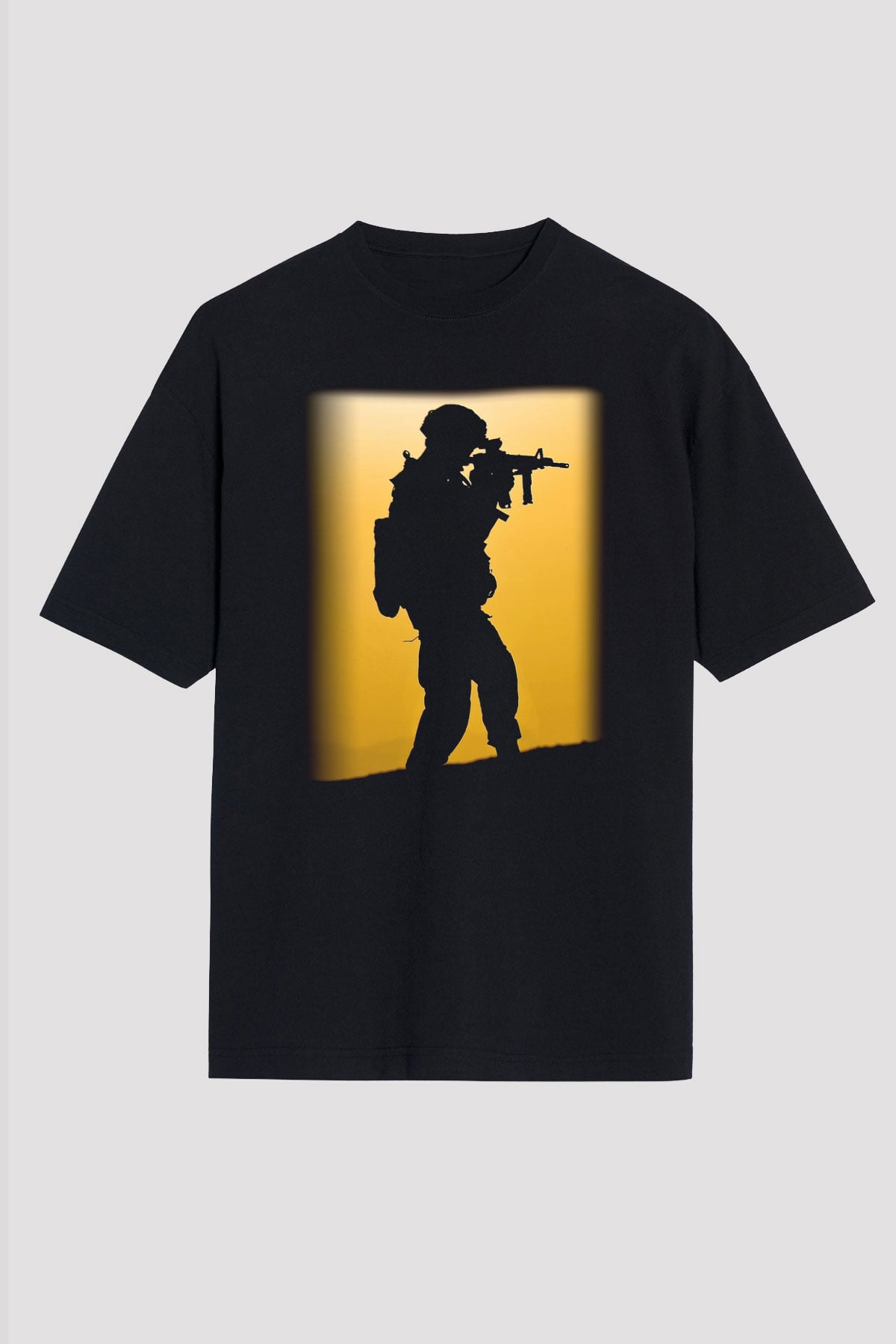 Asker Siyah Unisex Oversize Tişört T-Shirt