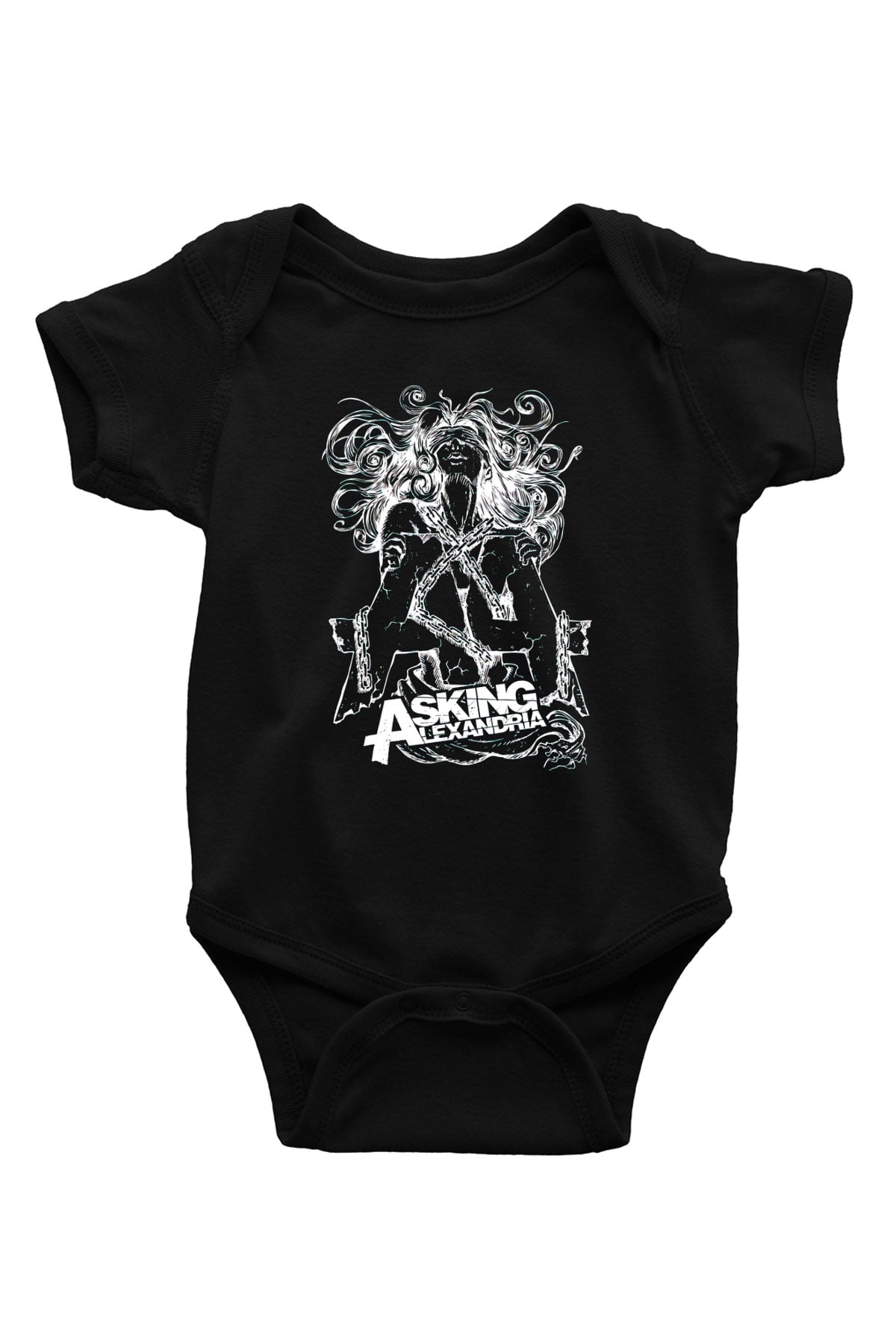 Asking Alexandria Baskılı Siyah Bebek Body - Zıbın