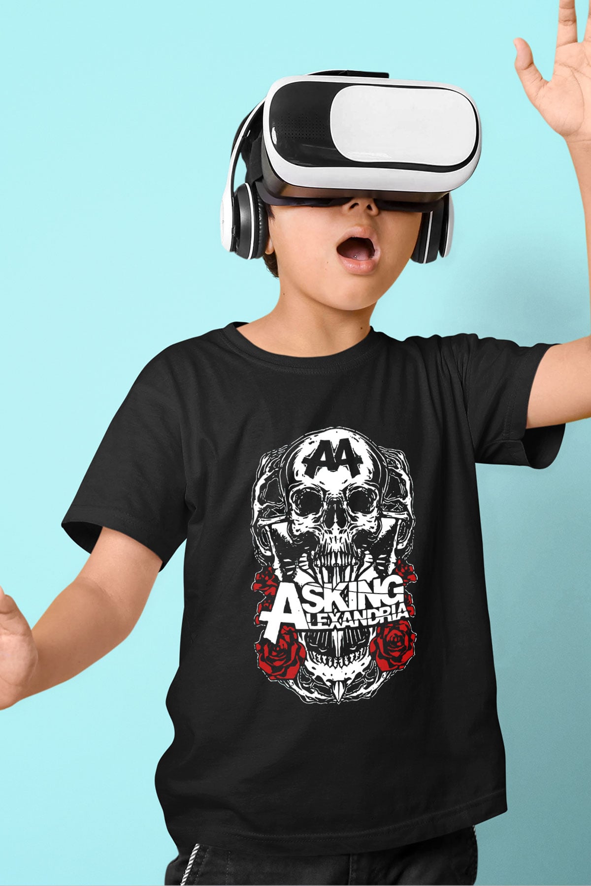 Asking Alexandria Baskılı Siyah Unisex Çocuk Tişört