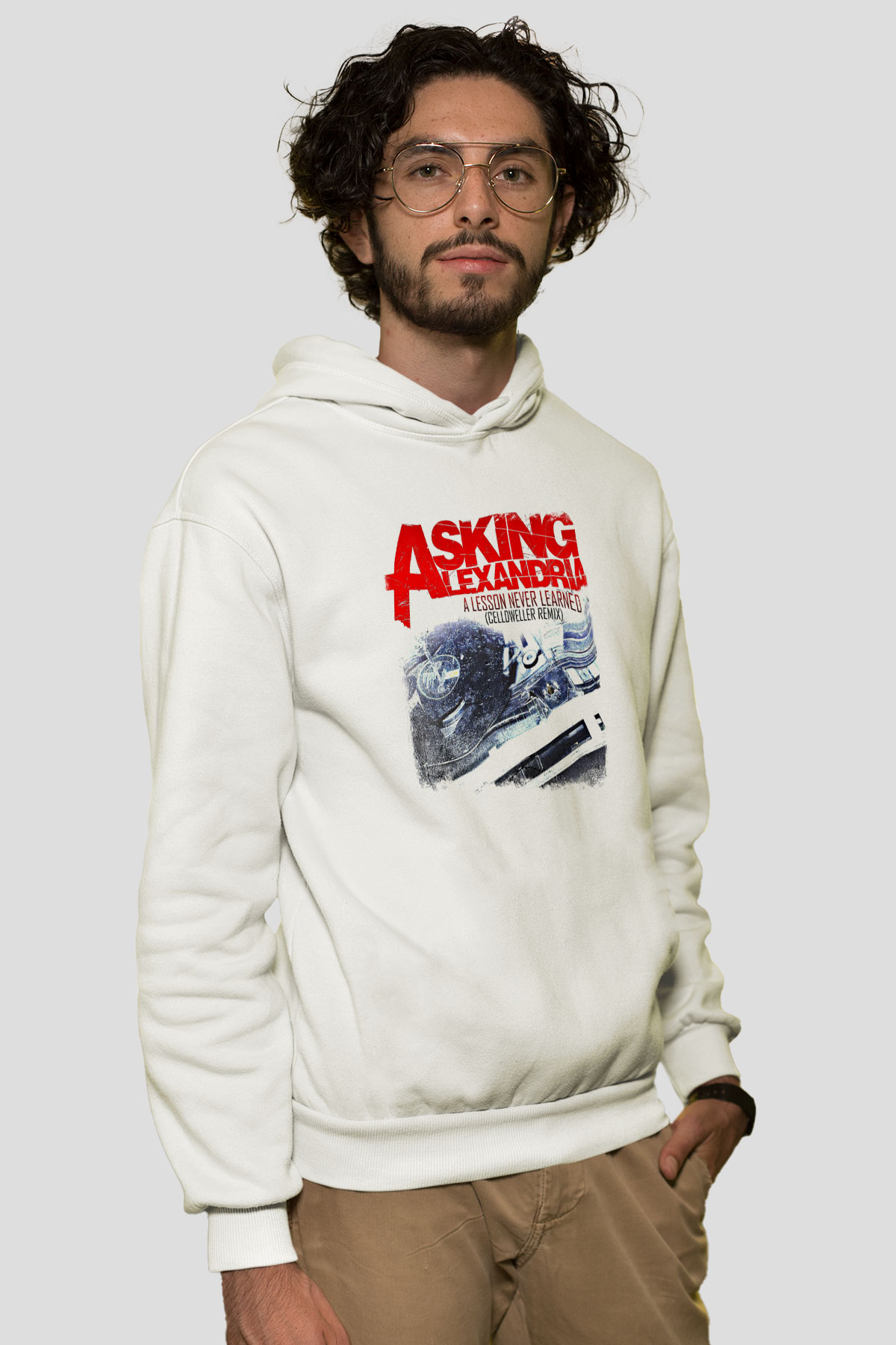 Asking Alexandria Baskılı Unisex Beyaz Hoodie