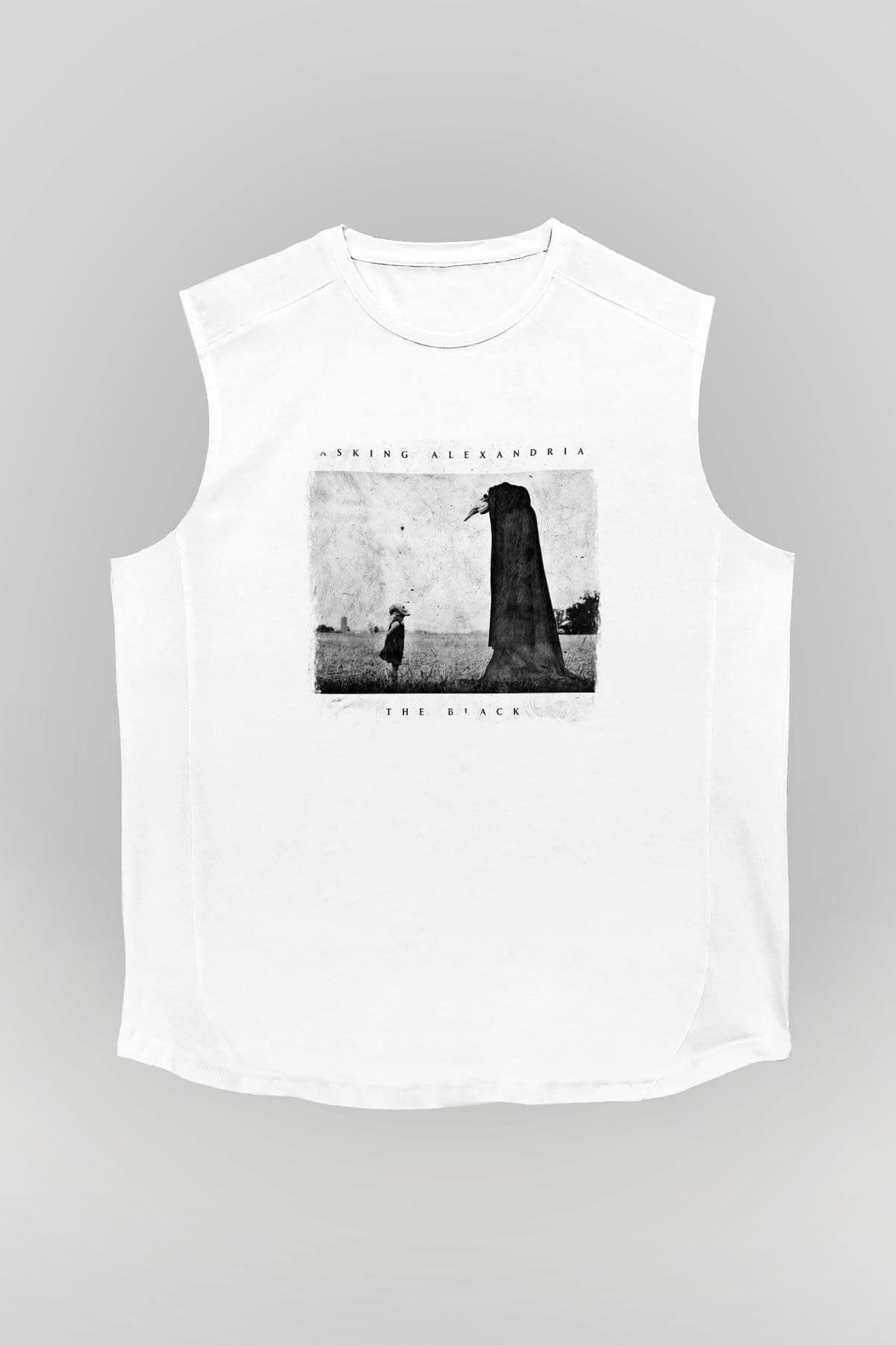 Asking Alexandria Baskılı Unisex Beyaz Kolsuz Tişört