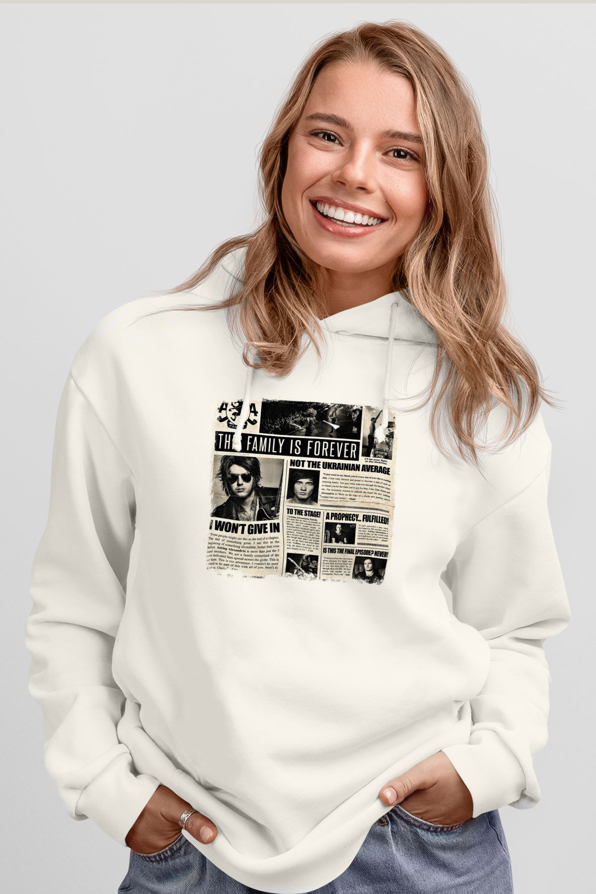 Asking Alexandria Baskılı Unisex Beyaz Hoodie