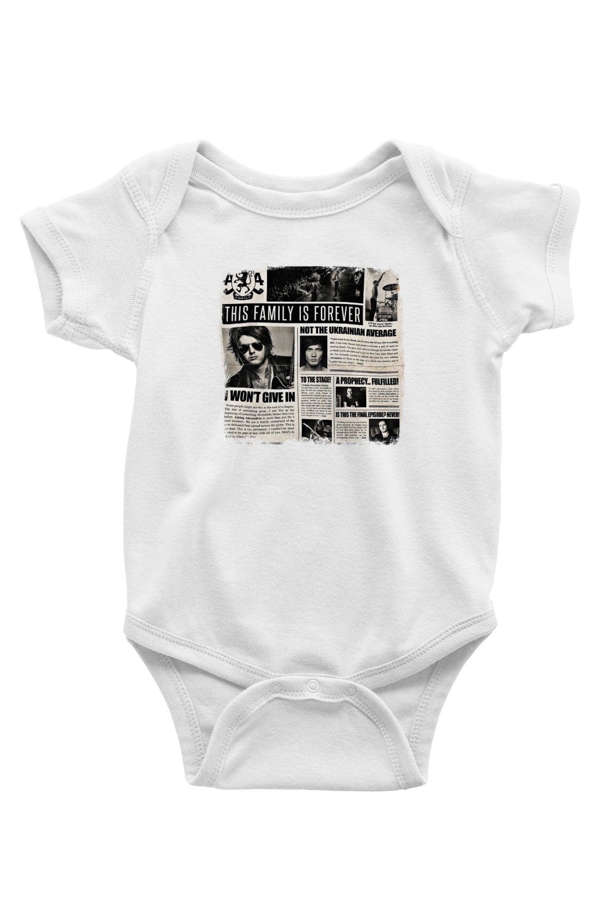 Asking Alexandria Baskılı Unisex Beyaz Bebek Body - Zıbın