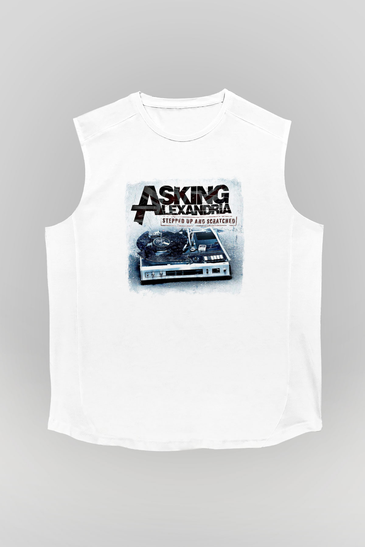 Asking Alexandria Baskılı Unisex Beyaz Kolsuz Tişört