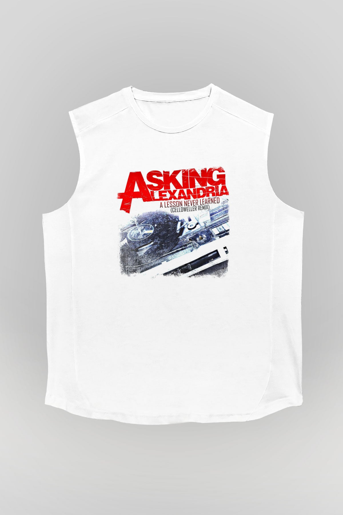 Asking Alexandria Baskılı Unisex Beyaz Kolsuz Tişört
