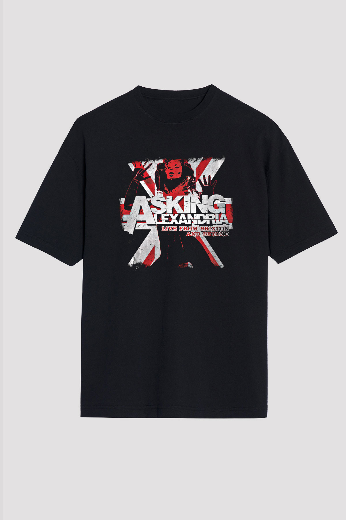 Asking Alexandria Baskılı Unisex Siyah Oversize Tişört
