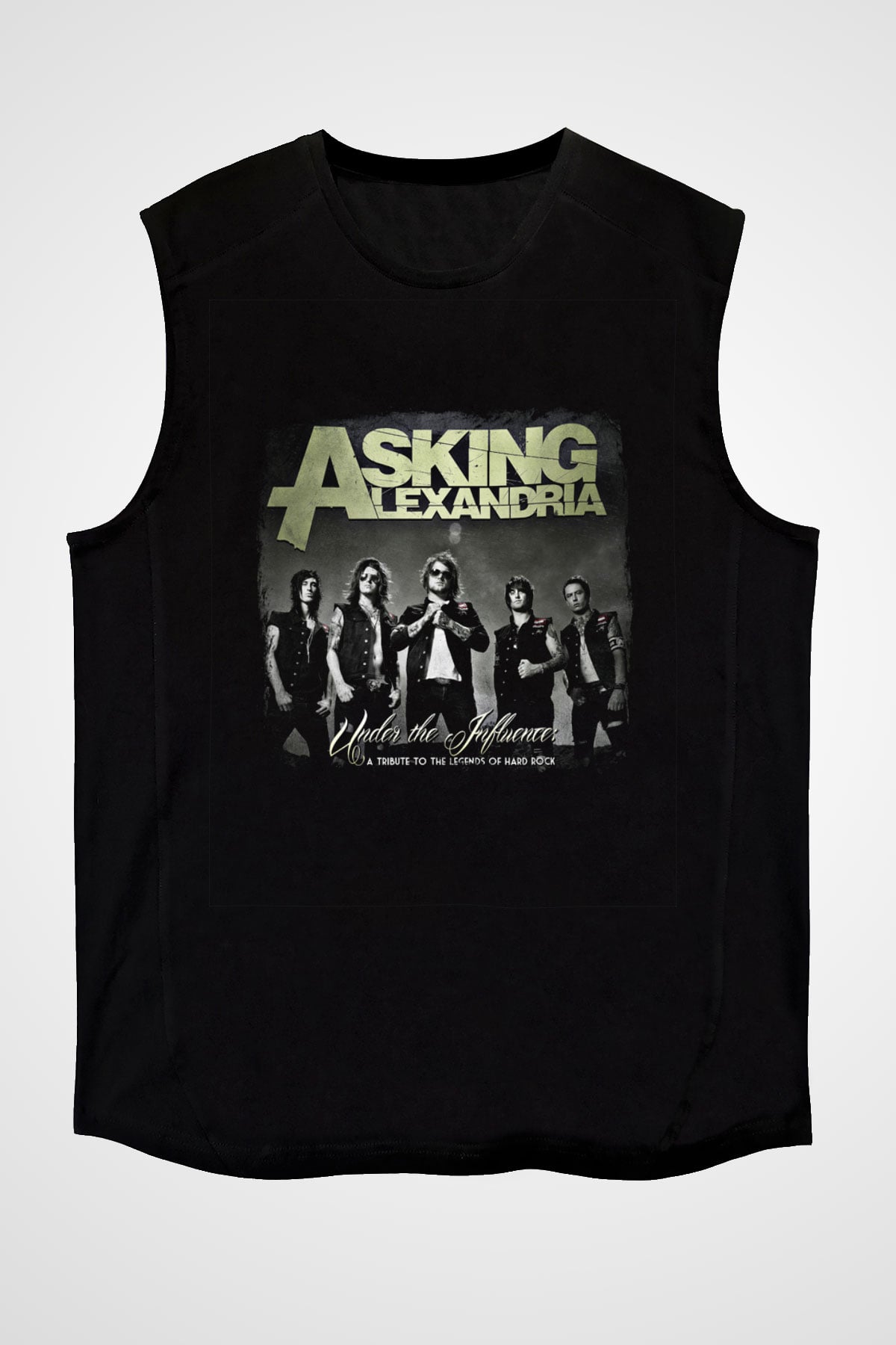 Asking Alexandria Baskılı Unisex Siyah Kolsuz Tişört