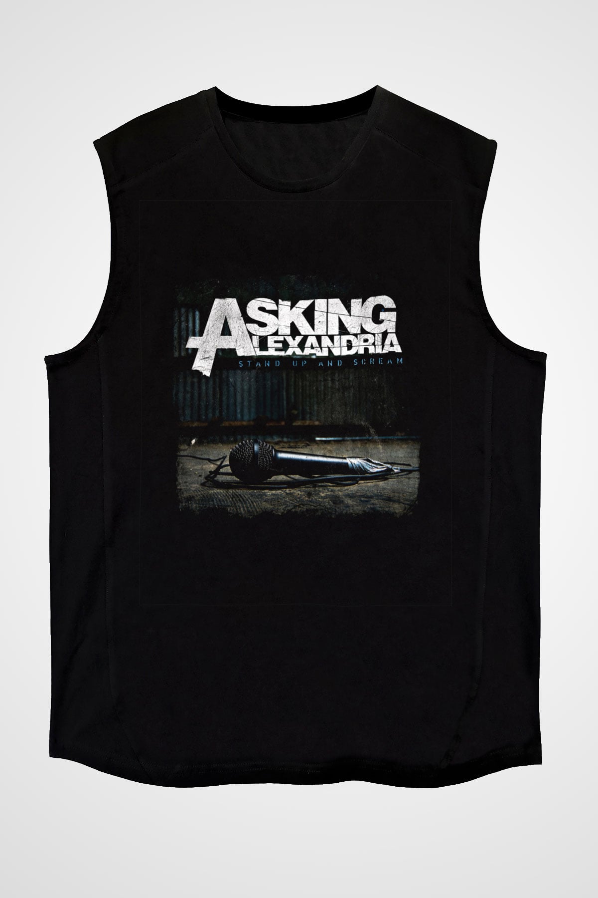 Asking Alexandria Baskılı Unisex Siyah Kolsuz Tişört