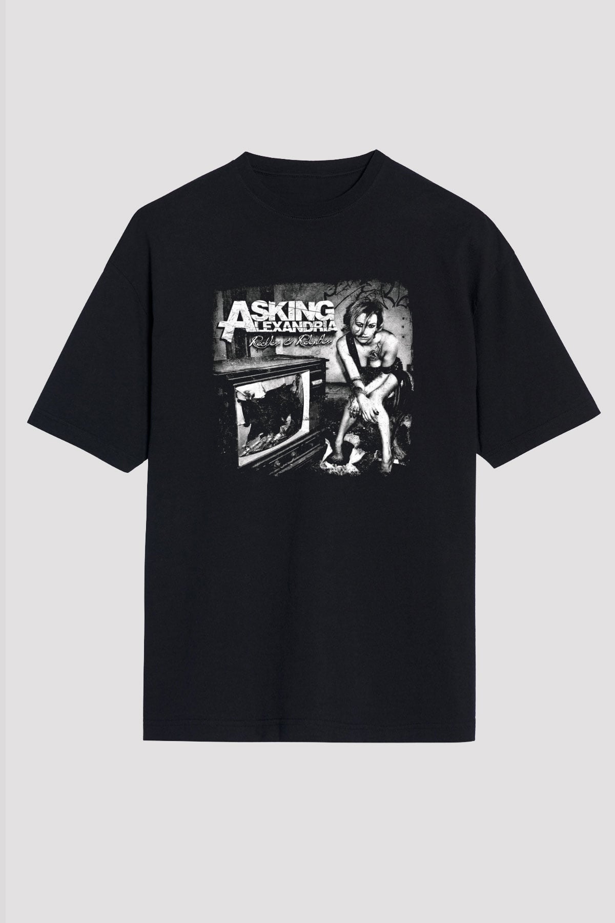 Asking Alexandria Baskılı Unisex Siyah Oversize Tişört