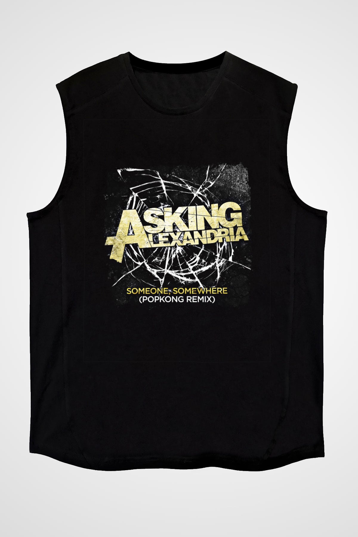Asking Alexandria Baskılı Unisex Siyah Kolsuz Tişört