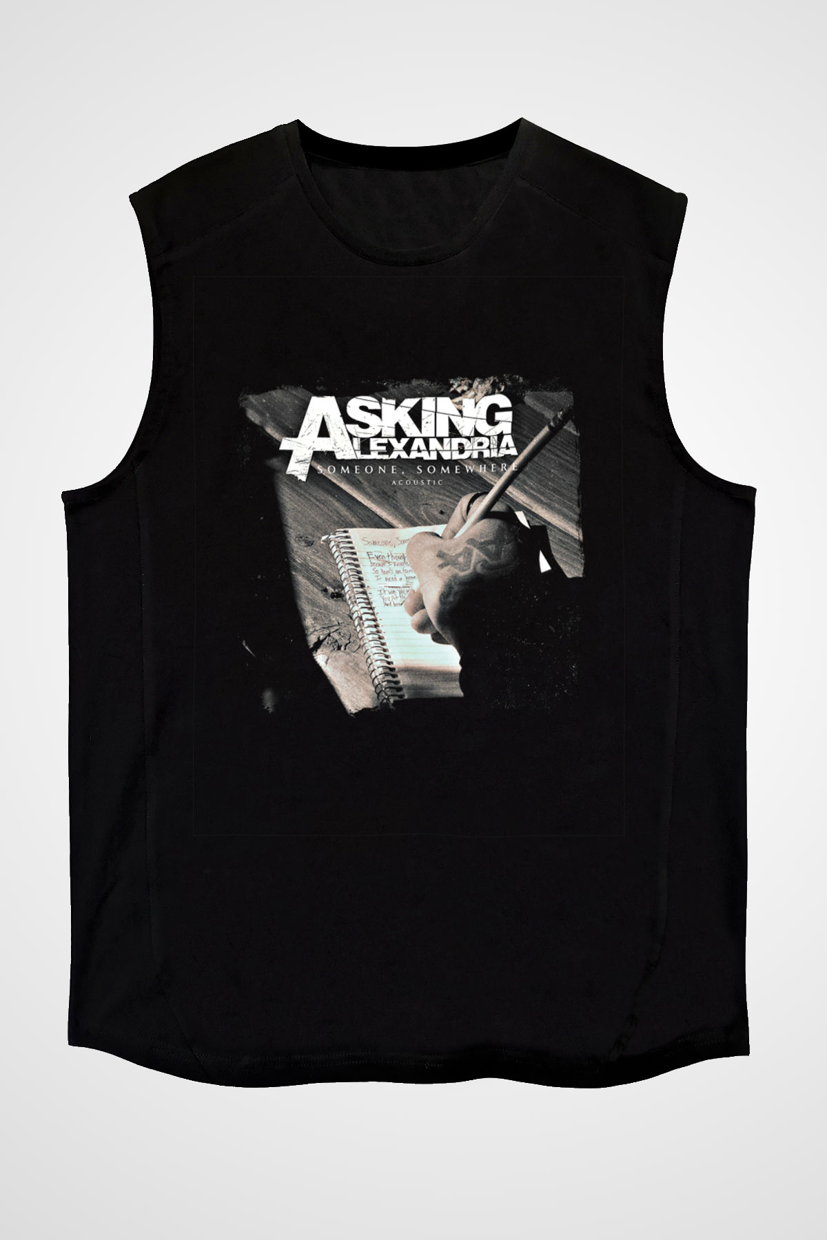 Asking Alexandria Baskılı Unisex Siyah Kolsuz Tişört