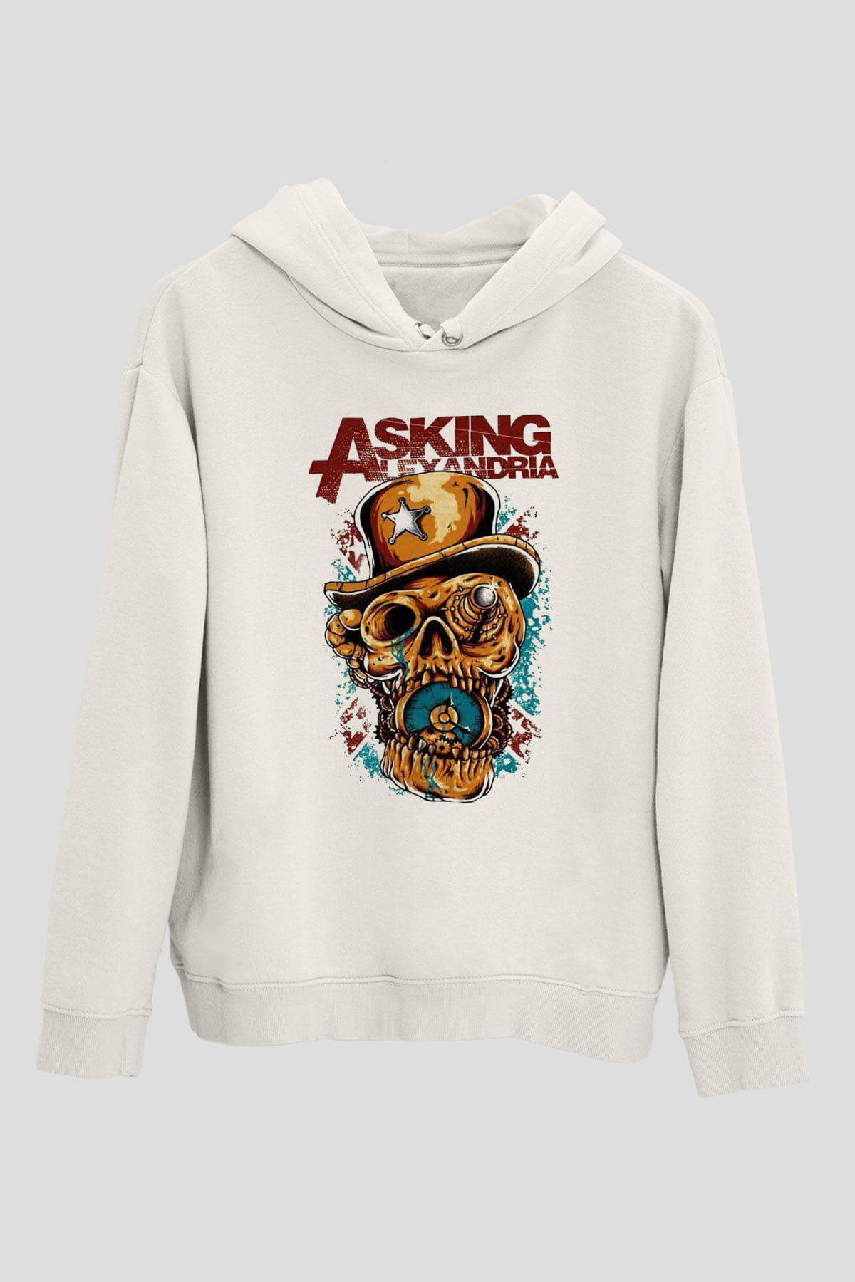 Asking Alexandria Beyaz Unisex Kapüşonlu Sweatshirt