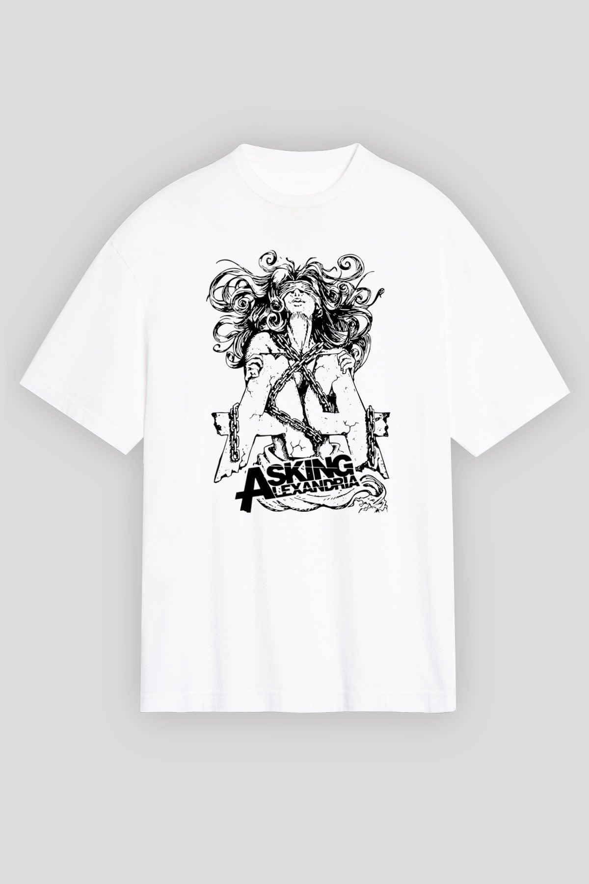 Asking Alexandria Beyaz Unisex Tişört T-Shirt - TişörtFabrikası
